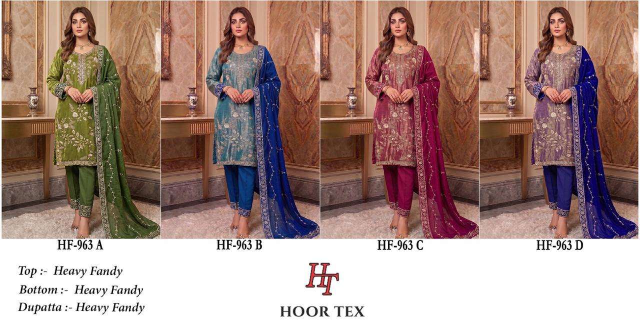 HOOR TEX HF 963 SILK EMBROIDERY DESIGNER READY MADE SUIT