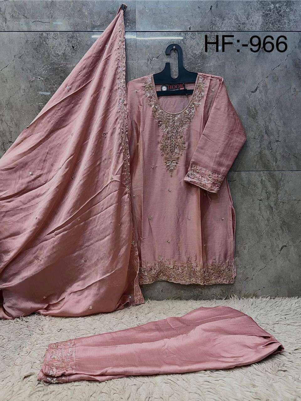 HOOR TEX HF 966 CHIFFON EMBROIDERED DESIGNER READY MADE PAKISTANI SUIT