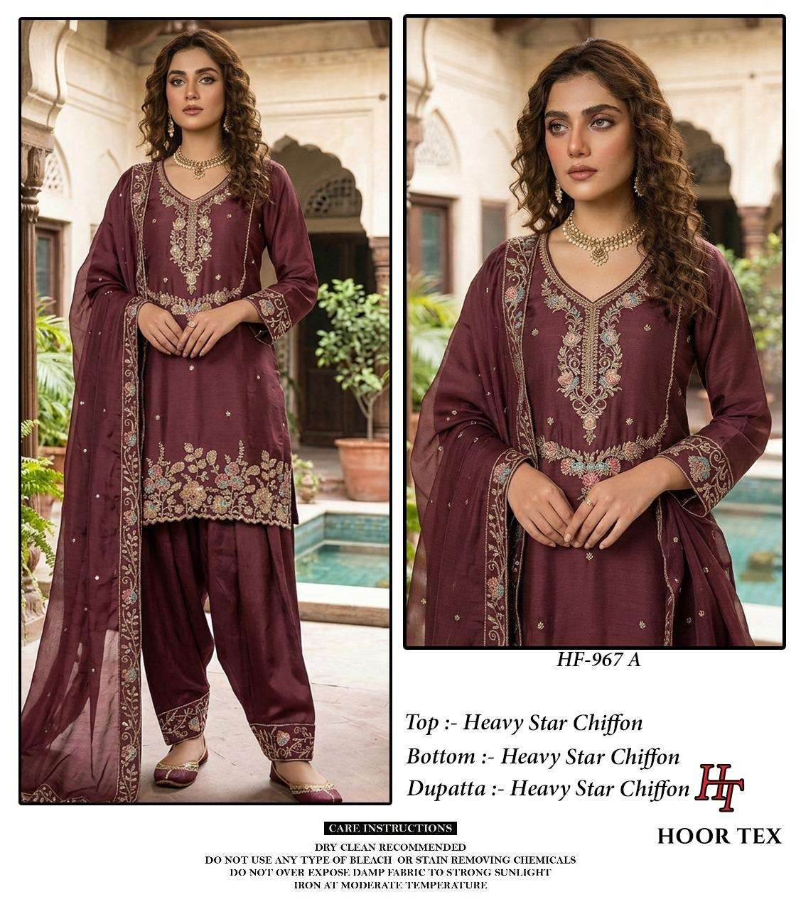 HOOR TEX HF 967 CHIFFON EMBROIDERED DESIGNER READY MADE SUIT