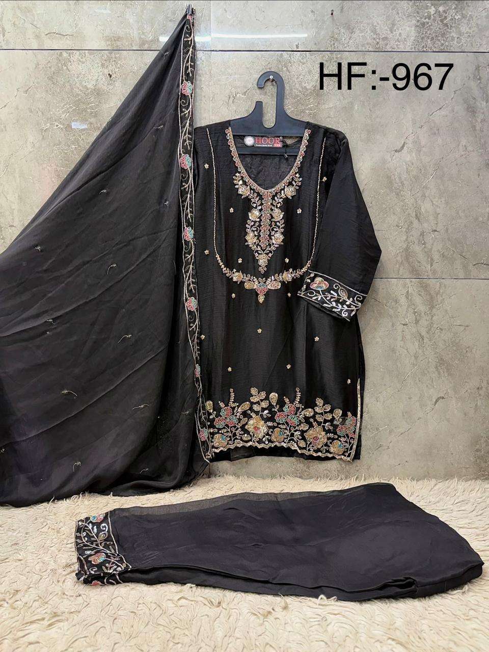 HOOR TEX HF 967 CHIFFON EMBROIDERED DESIGNER READY MADE SUIT