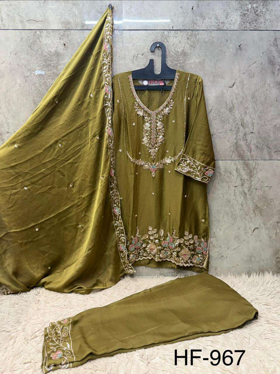 HOOR TEX HF 967 CHIFFON EMBROIDERED DESIGNER READY MADE SUIT