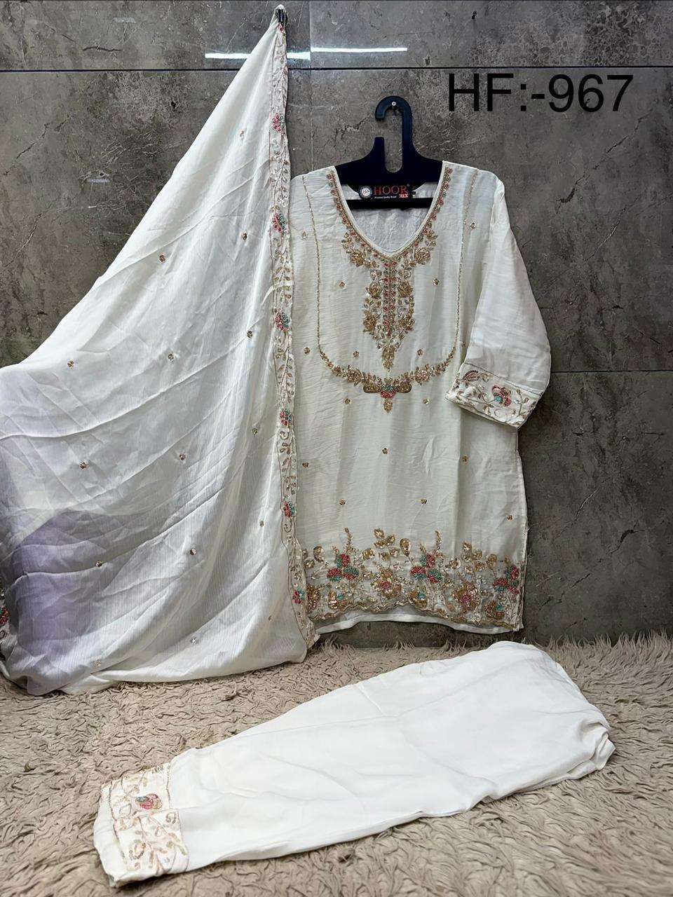 HOOR TEX HF 967 CHIFFON EMBROIDERED DESIGNER READY MADE SUIT