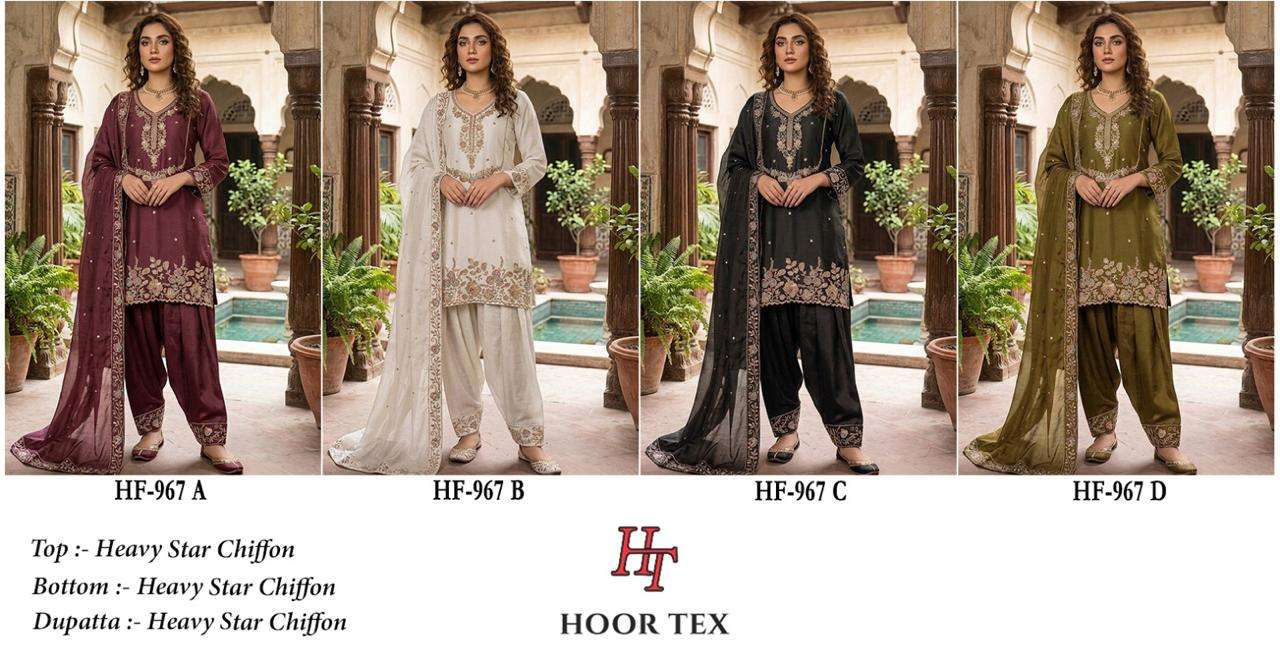 HOOR TEX HF 967 CHIFFON EMBROIDERED DESIGNER READY MADE SUIT