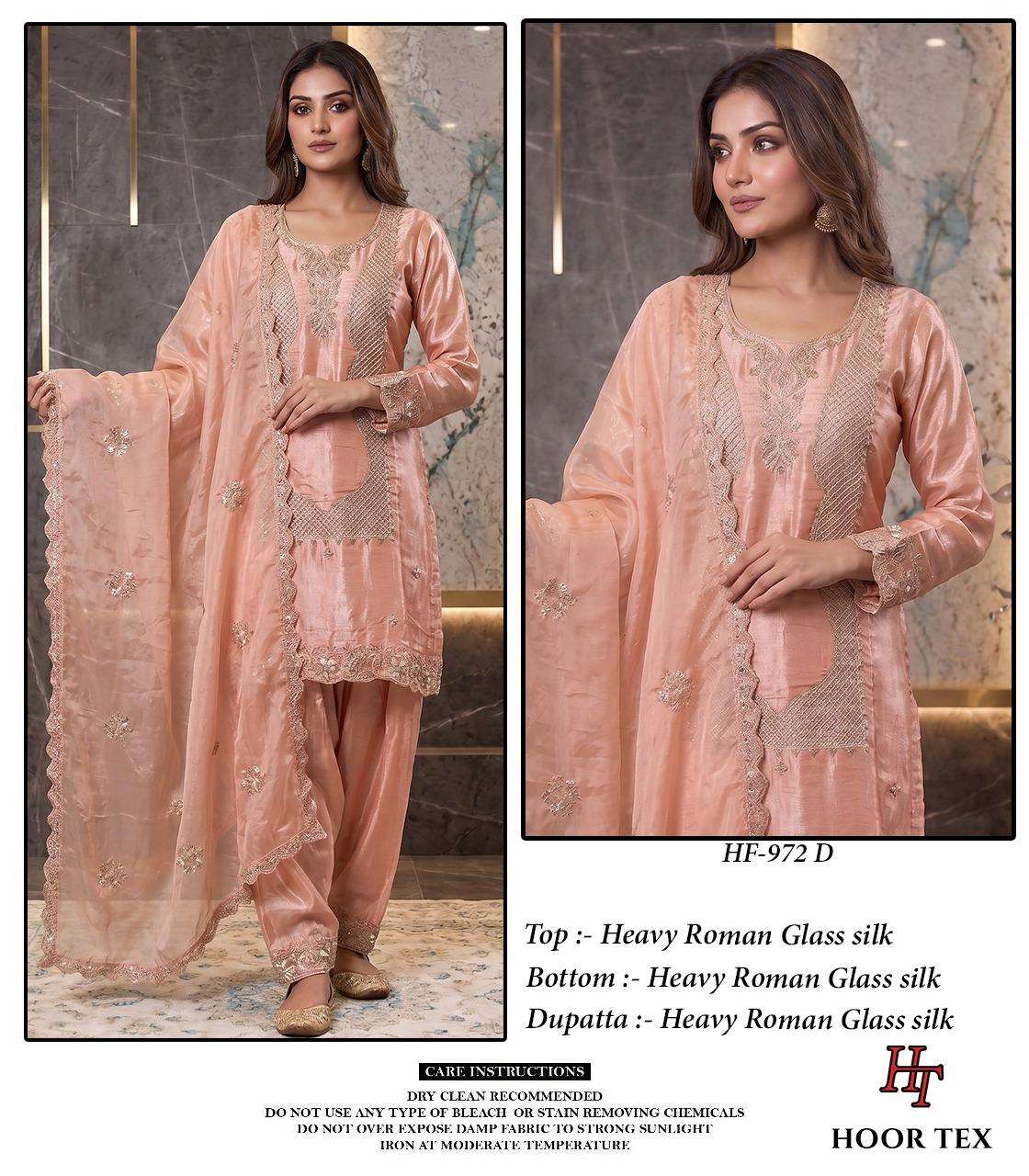 HOOR TEX HF 972 SILK EMBROIDERY DESIGNER WORK READY MADE PAKISTANI SUIT