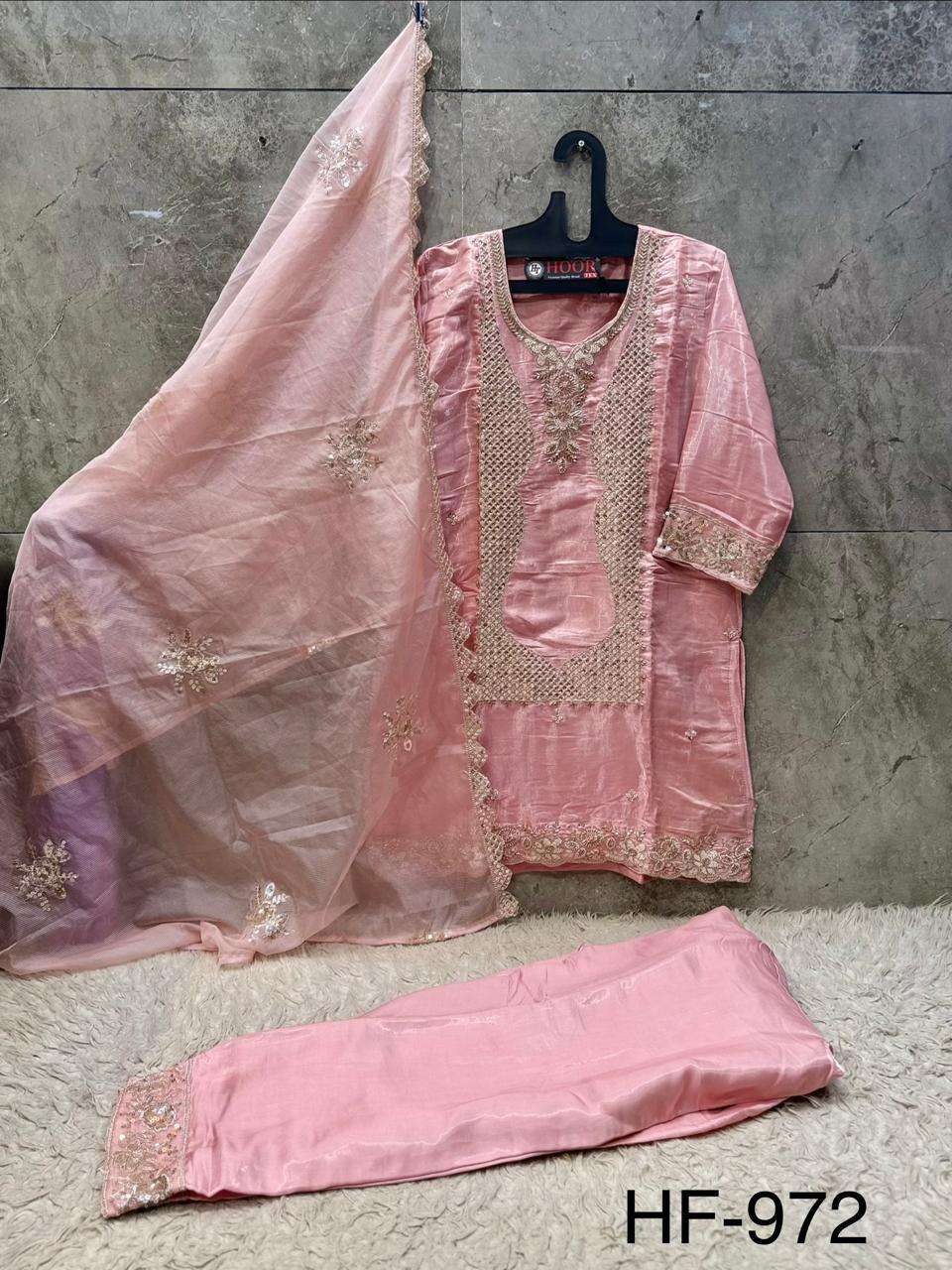 HOOR TEX HF 972 SILK EMBROIDERY DESIGNER WORK READY MADE PAKISTANI SUIT