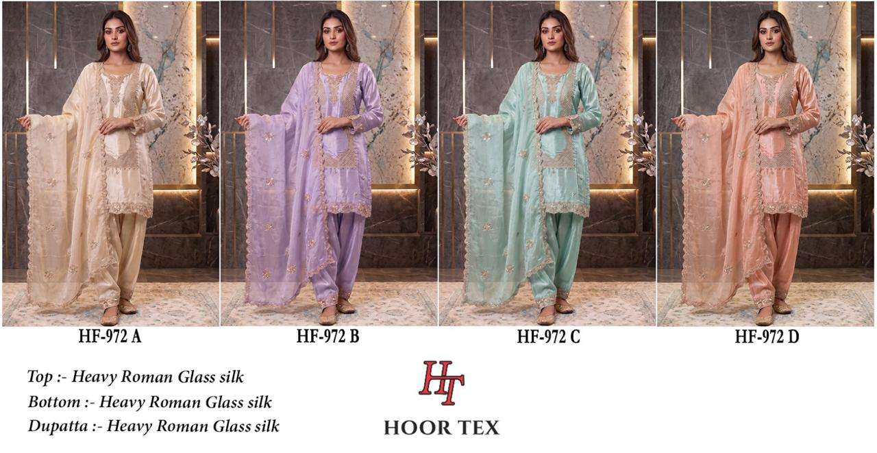 HOOR TEX HF 972 SILK EMBROIDERY DESIGNER WORK READY MADE PAKISTANI SUIT