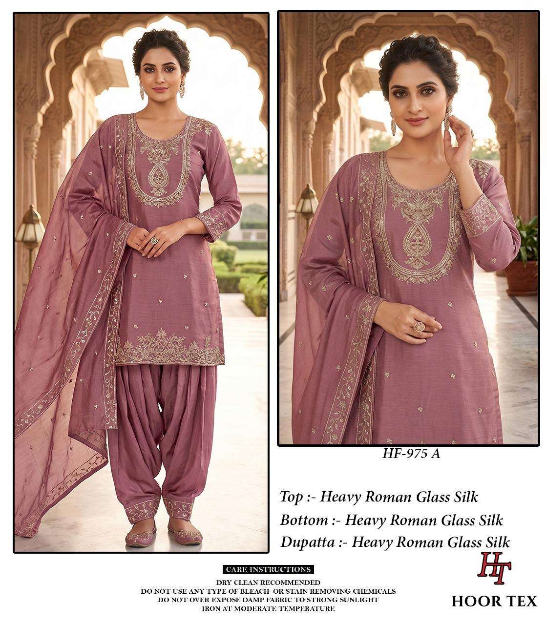HOOR TEX HF 975 SILK EMBROIDERY DESIGNER WORK READY MADE SUIT