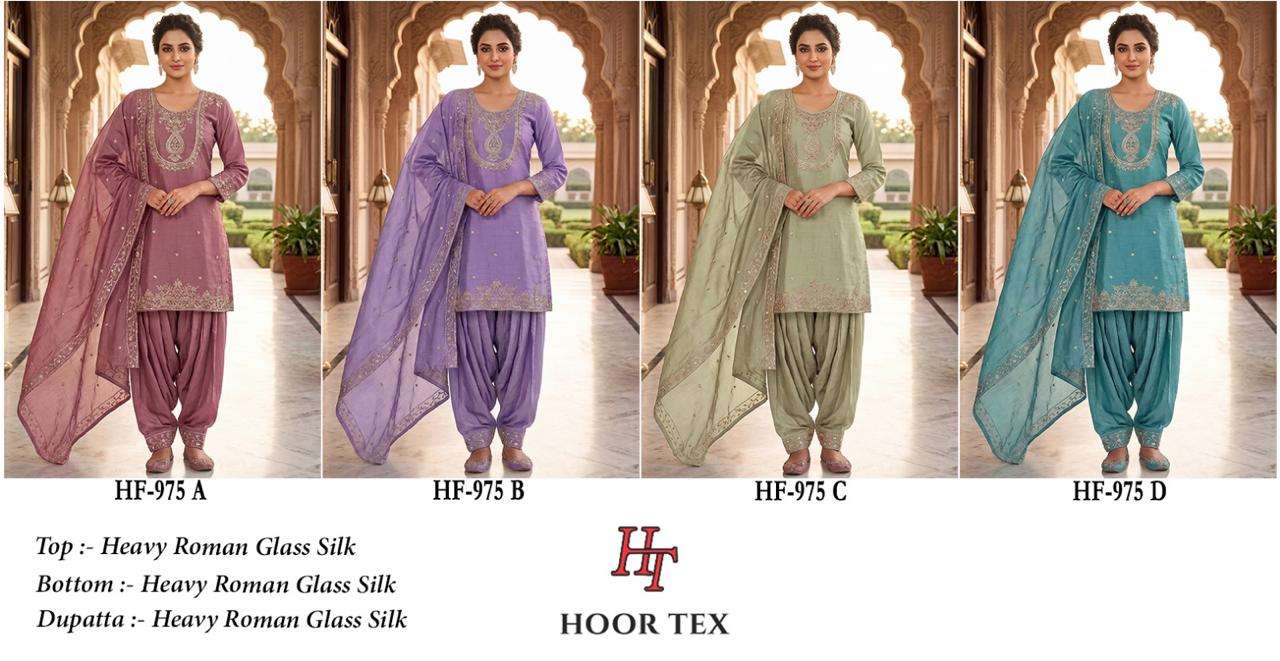 HOOR TEX HF 975 SILK EMBROIDERY DESIGNER WORK READY MADE SUIT