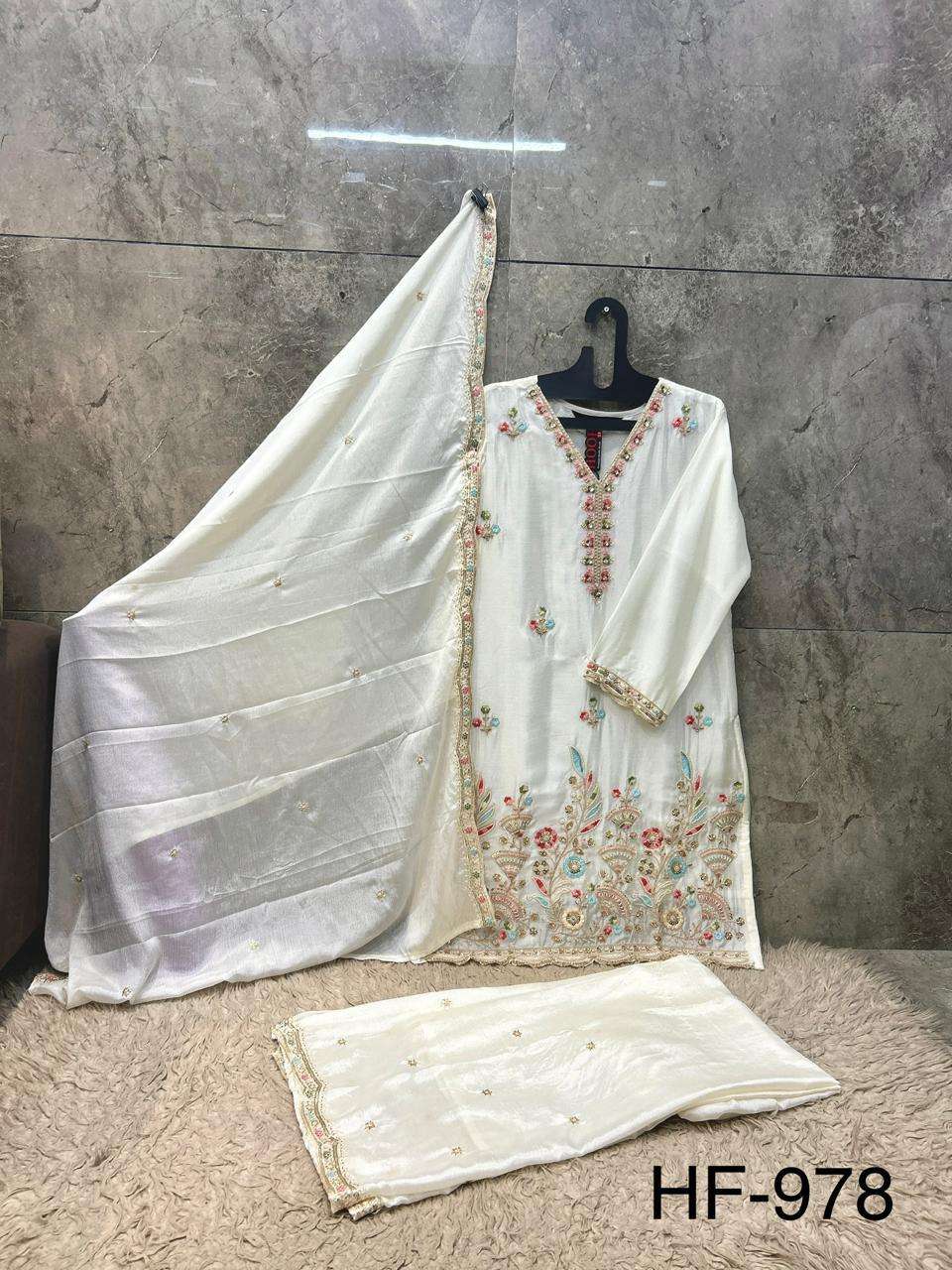 HOOR TEX HF 978 HEAVY BEAUTIFUL EMBROIDERY DESIGNER LOOK READY MADE PAKISTANI SUIT