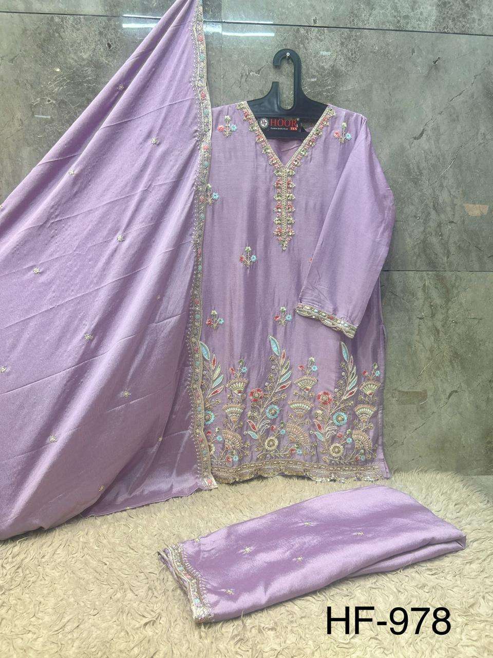 HOOR TEX HF 978 HEAVY BEAUTIFUL EMBROIDERY DESIGNER LOOK READY MADE PAKISTANI SUIT