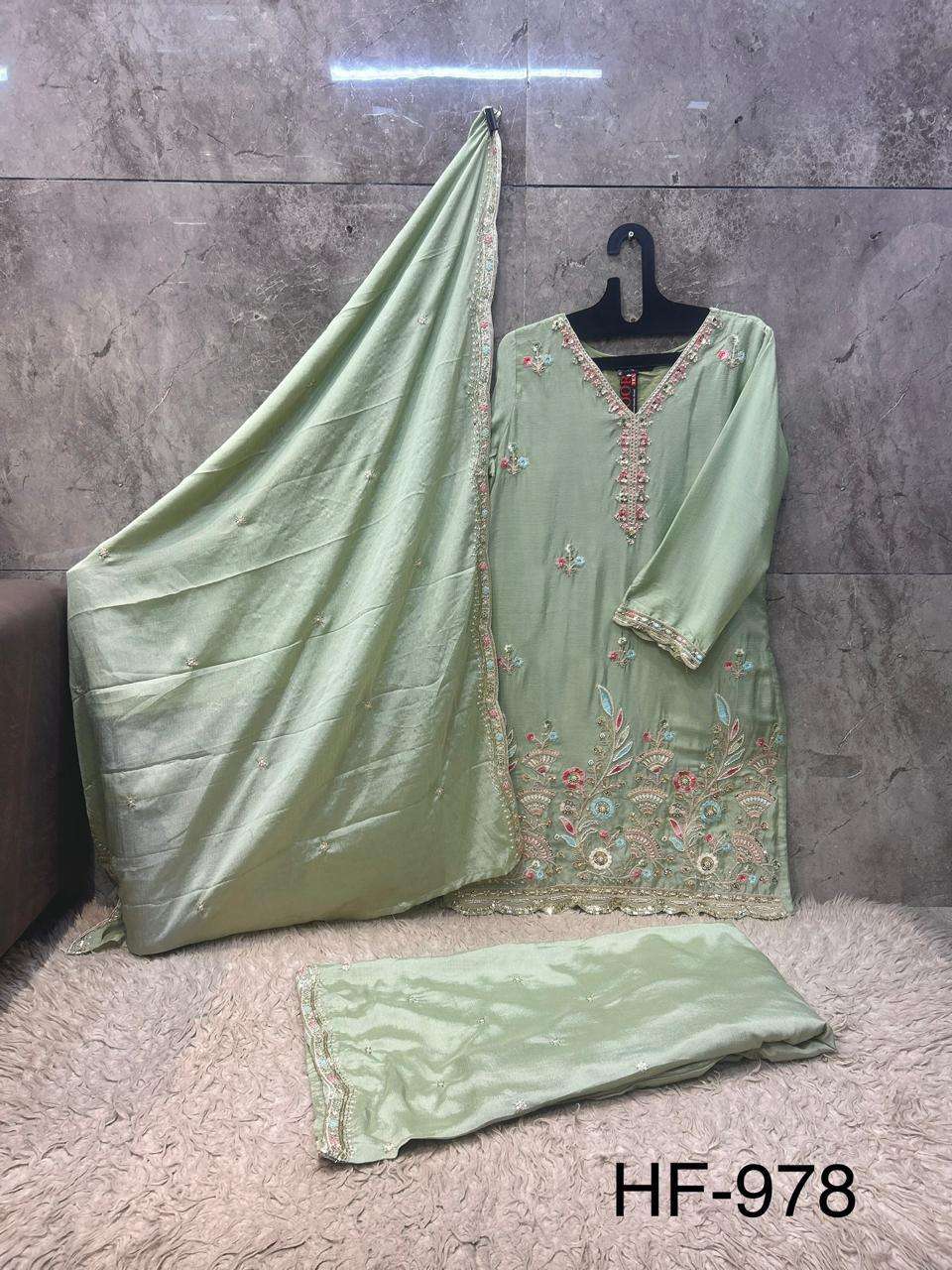 HOOR TEX HF 978 HEAVY BEAUTIFUL EMBROIDERY DESIGNER LOOK READY MADE PAKISTANI SUIT