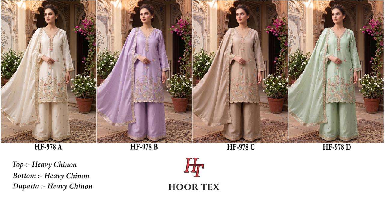 HOOR TEX HF 978 HEAVY BEAUTIFUL EMBROIDERY DESIGNER LOOK READY MADE PAKISTANI SUIT