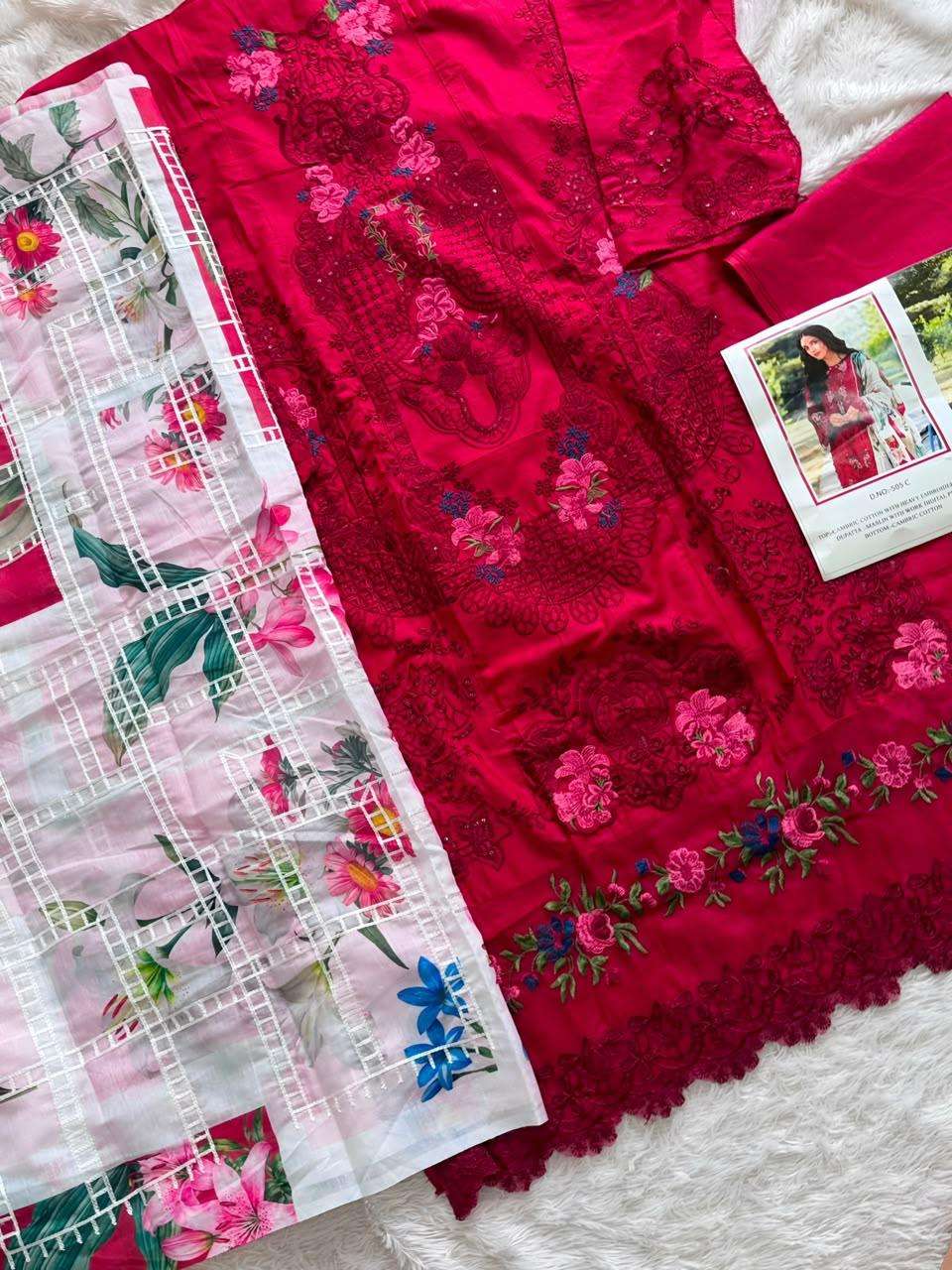 IMROZIA STUDIO D NO 505 COTTON WITH EMBROIDERY DESIGNER WORK SUIT