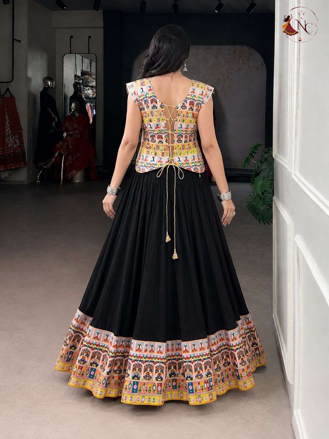 INLI FESTIVAL NIGHTS RAYON MIRROR EMBROIDERY DESIGNER WORK FESTIVE WEAR LEHENGA CHOLI 