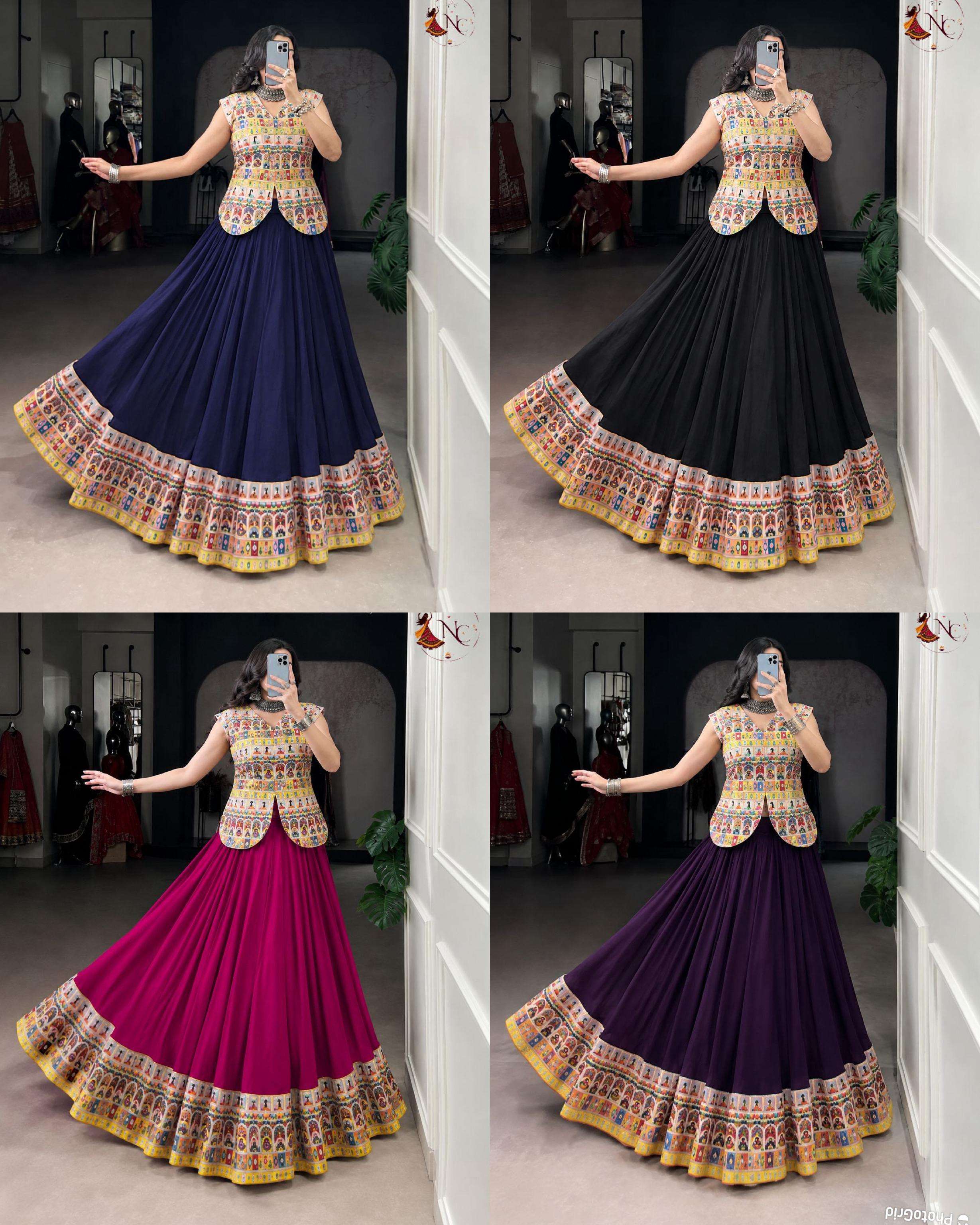 INLI FESTIVAL NIGHTS RAYON MIRROR EMBROIDERY DESIGNER WORK FESTIVE WEAR LEHENGA CHOLI 