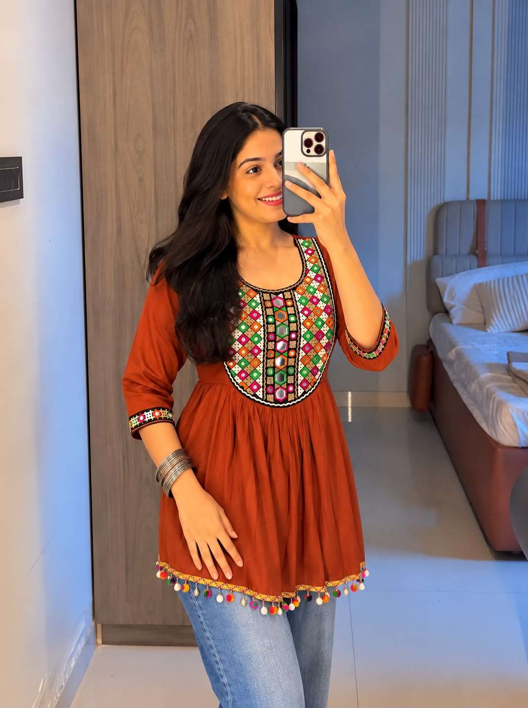 INLI GAMTHI UTSAV 3.0 RAYON FANCY WORKS NAVRATRI WEAR LADIES TOP
