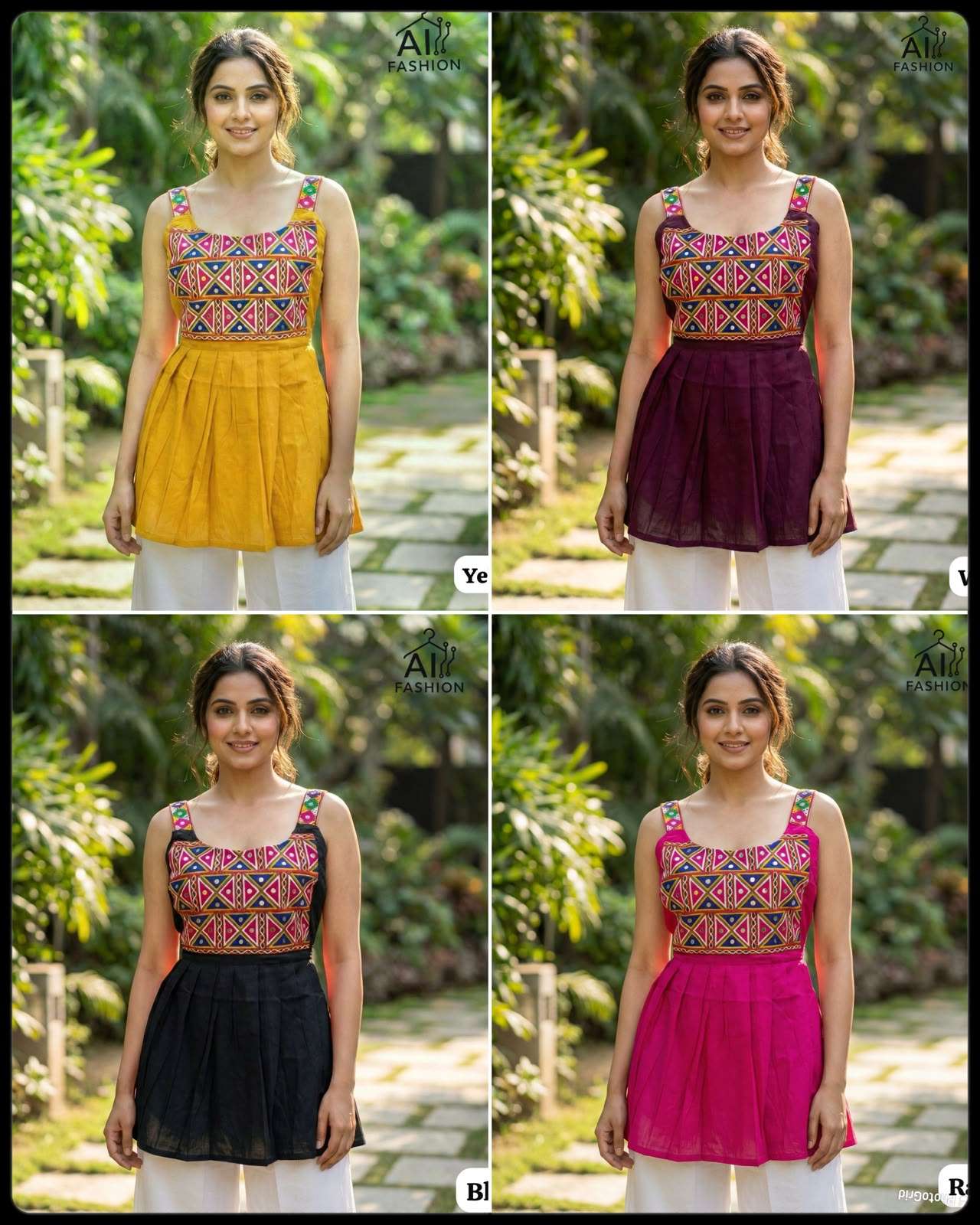 INLI PANKHUDI RAYON FANCY GAMTHI EMBROIDERY WORKS NAVRATRI WEAR LADIES TOP