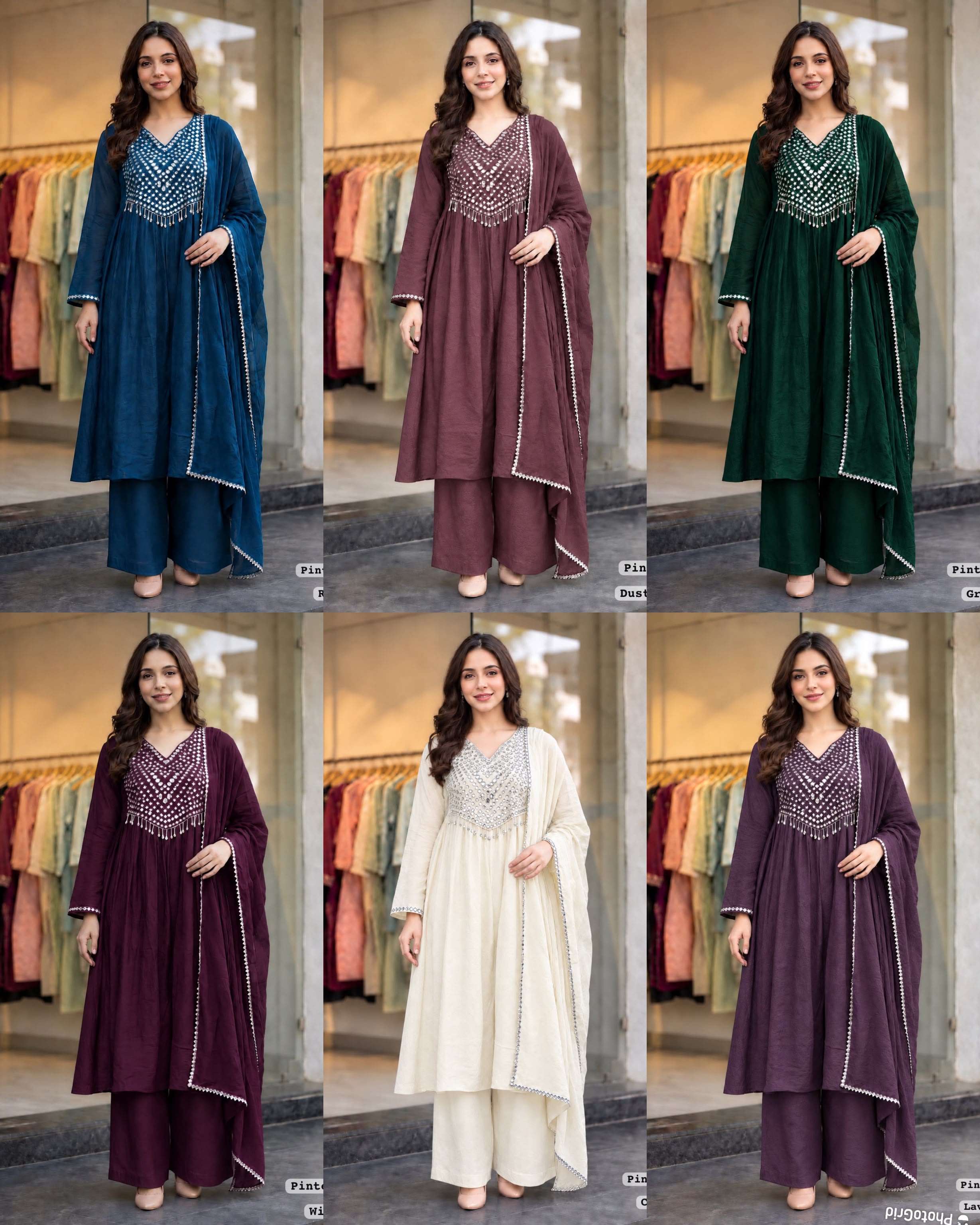 INLI PINTEREST PREMIUM VOL 5 SILK ANARKALI STYLE LADIES 3PCS SET COLLECTION 