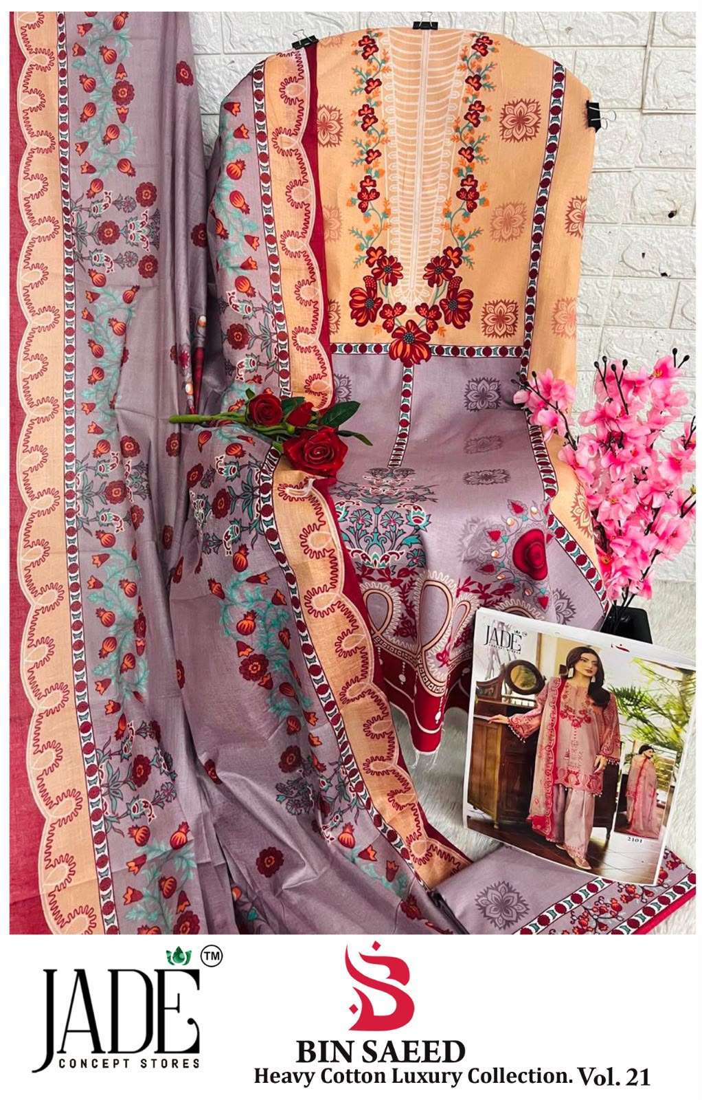 JADE BIN SAEED HEAVY COTTON LUXURY COLLECTION VOL 21 COTTON DIGITAL PRINT SALWAR SUIT