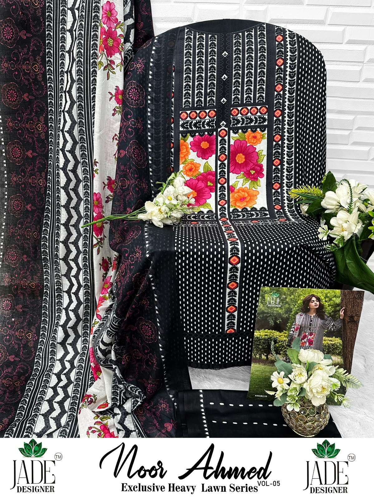 JADE DESIGNER NOOR AHMED VOL 5 LAWN COTTON DIGITAL KARACHI PRINT SALWAR SUIT