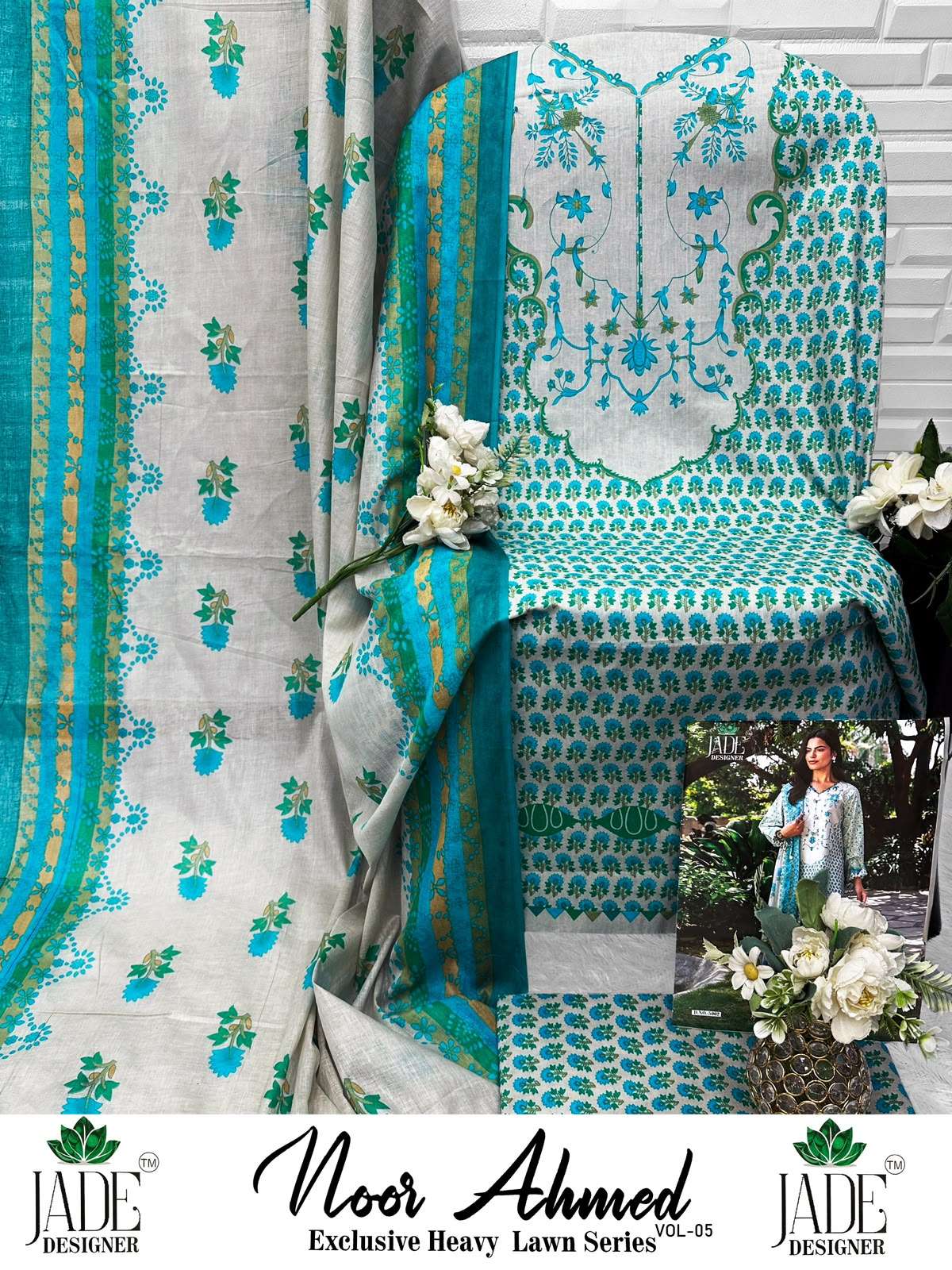 JADE DESIGNER NOOR AHMED VOL 5 LAWN COTTON DIGITAL KARACHI PRINT SALWAR SUIT