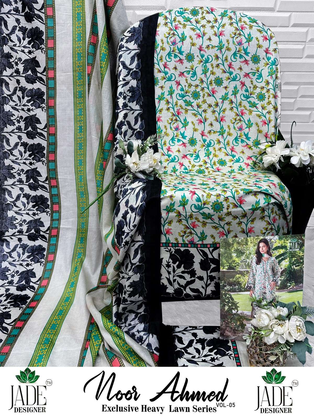 JADE DESIGNER NOOR AHMED VOL 5 LAWN COTTON DIGITAL KARACHI PRINT SALWAR SUIT