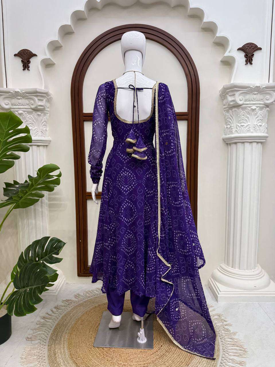 JD 658 SILK BANDHANI PRINT PRINTED DESIGNER WORK ANARKALI GOWN STYLE DRESS 