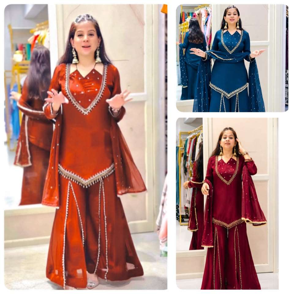 JF 054 SILK BEAUTIFUL DESIGNER LOOK PARTY WEAR LADIES SUIT