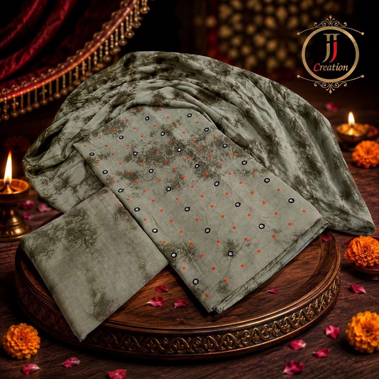 JJ CREATION PREMIUM TYE AND DYE COLLECTION RAYON WITH WORK SALWAR SUIT