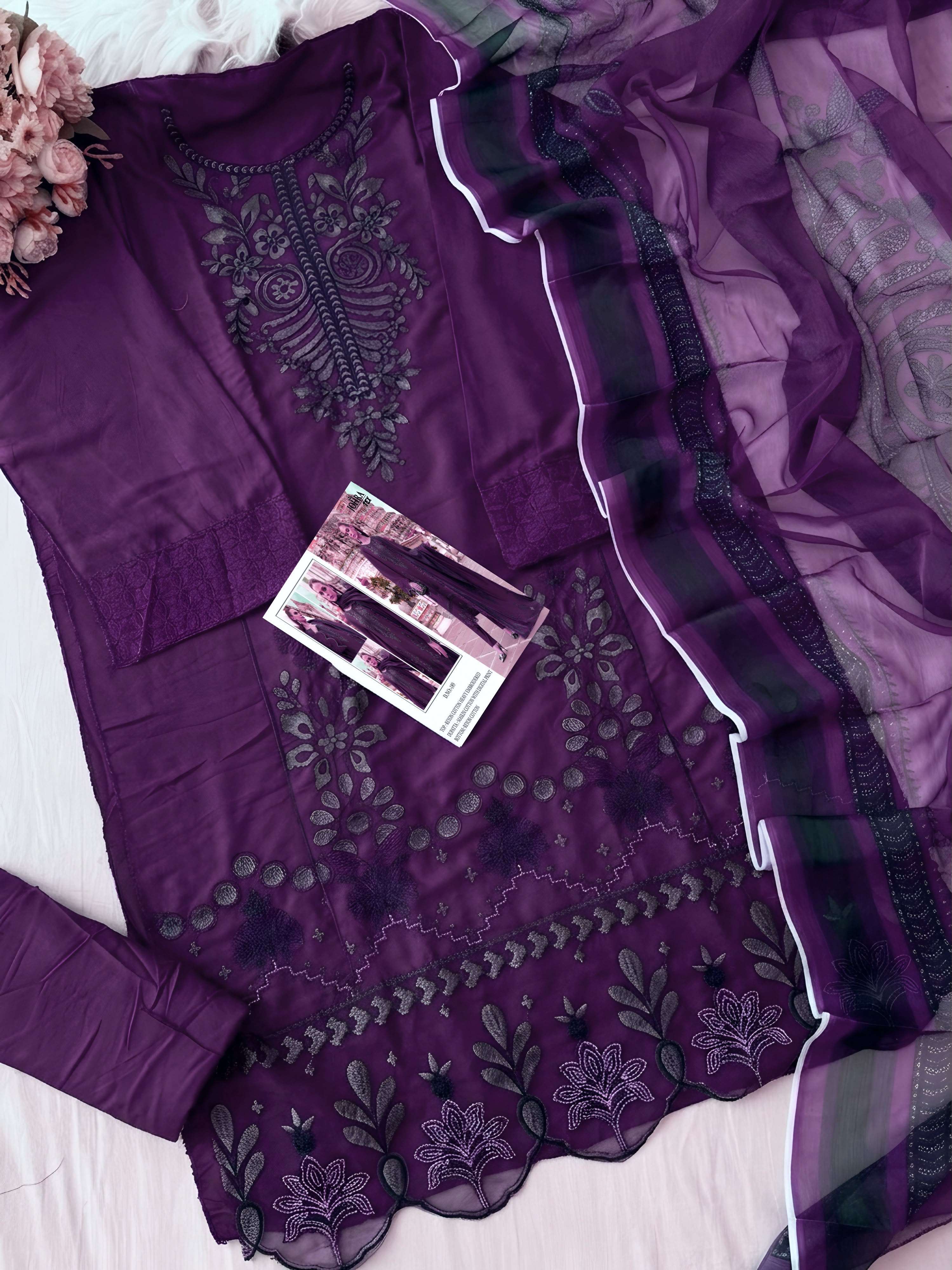 JOHRA TEX JT 189 COTTON WITH EMBROIDERED DESIGNER WORK SUIT