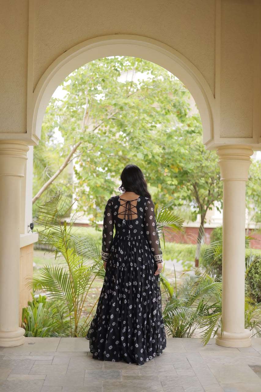 KA 1277 GEORGETTE BANDHANI PRINT WITH KUTCHI WORKS NAVRATRI WEAR LADIES GOWN 