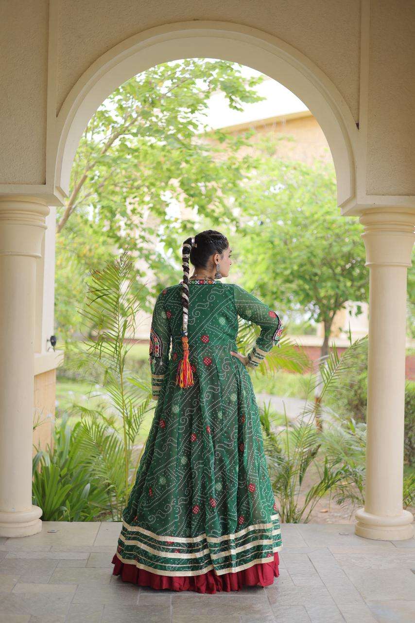 KA 5083 RAYON KUTCHI DESIGNER WORK NAVRATRI WEAR LEHENGA CHOLI WITH SHRUG 