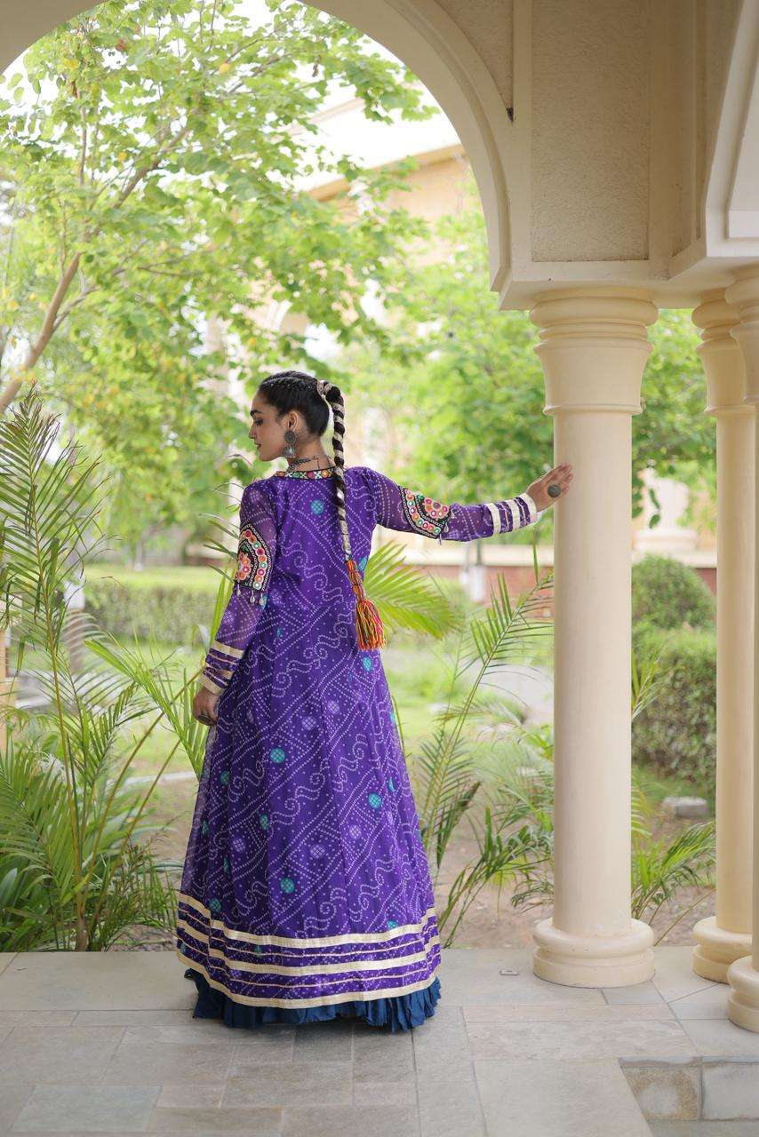 KA 5083 RAYON KUTCHI DESIGNER WORK NAVRATRI WEAR LEHENGA CHOLI WITH SHRUG 