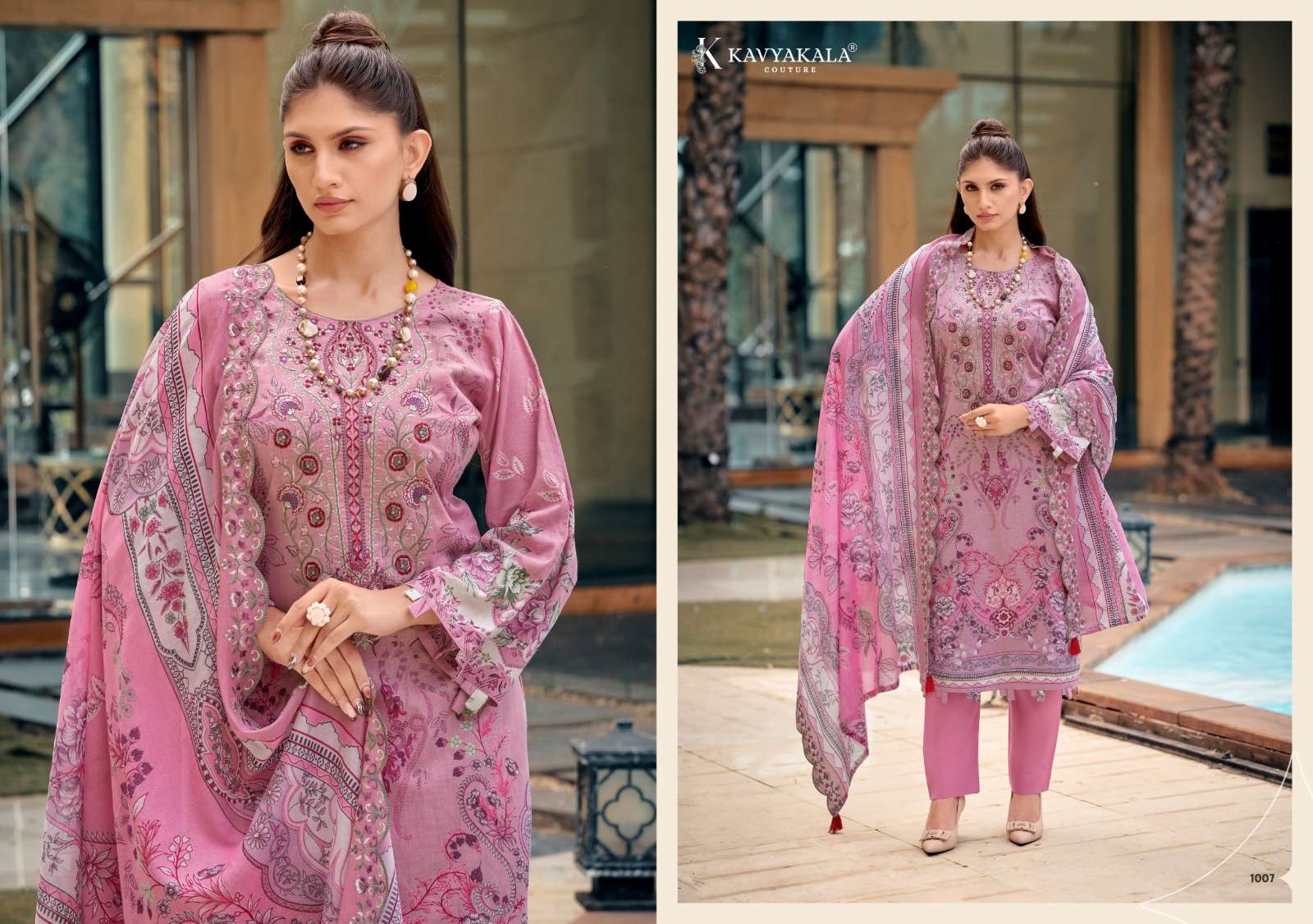 KAVYA KALA COUTURE ANARKALI VOL 27 LAWN COTTON DIGITAL PRINT WITH FANCY WORK SUIT