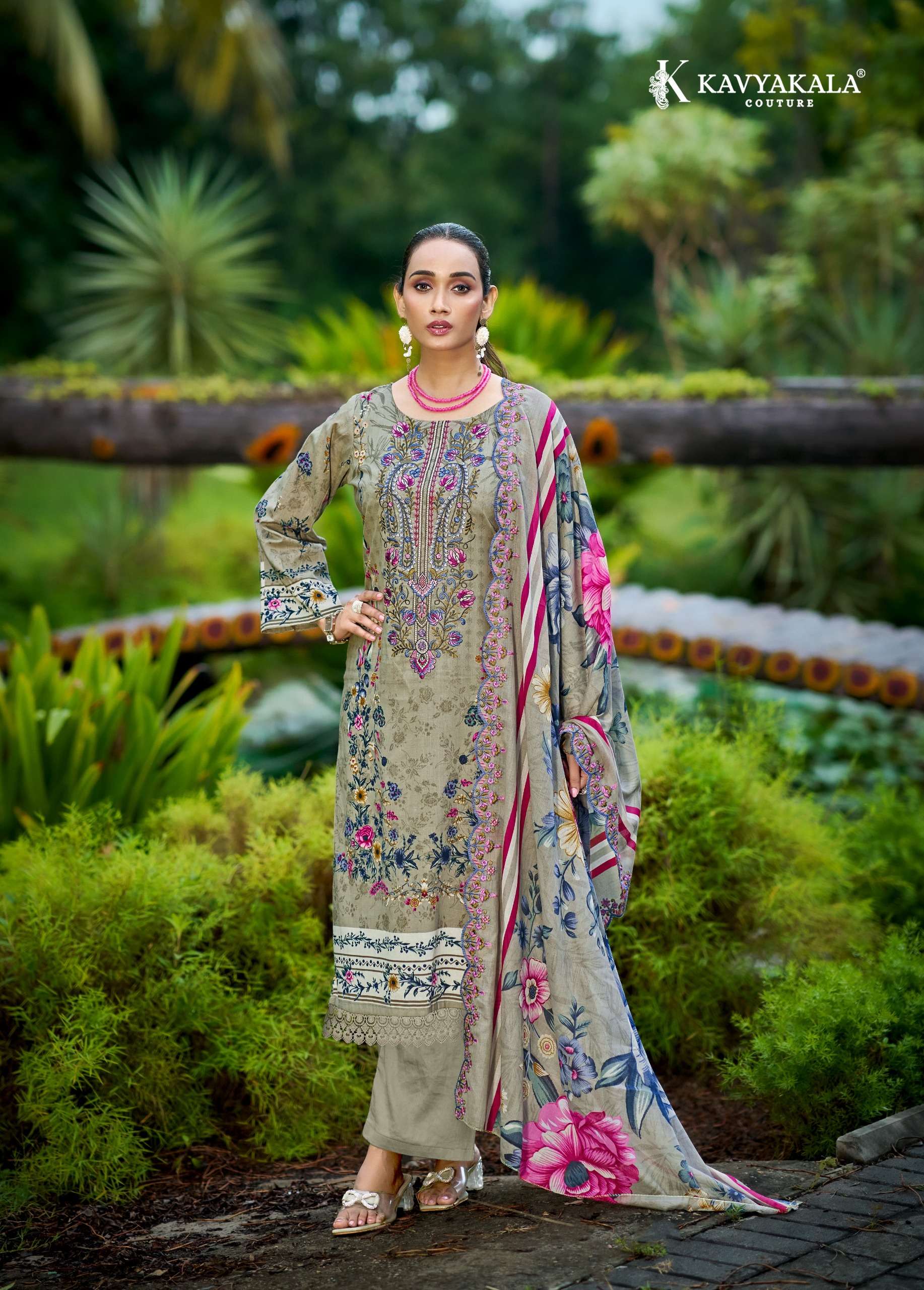 KAVYA KALA COUTURE ANARKALI VOL 28 LAWN COTTON DIGITAL PRINT WITH FANCY EMBROIDERY WORK SUIT