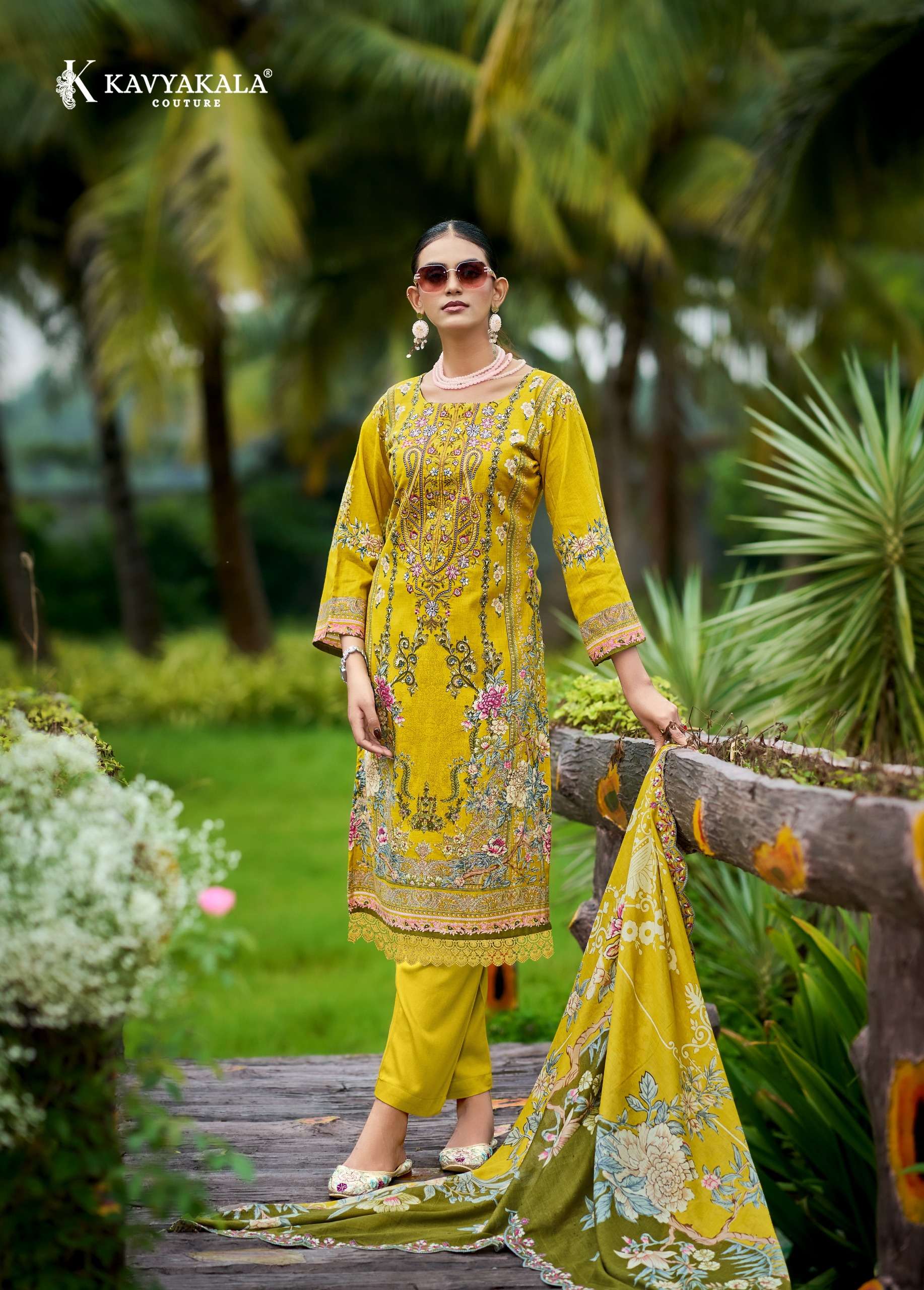 KAVYA KALA COUTURE ANARKALI VOL 28 LAWN COTTON DIGITAL PRINT WITH FANCY EMBROIDERY WORK SUIT