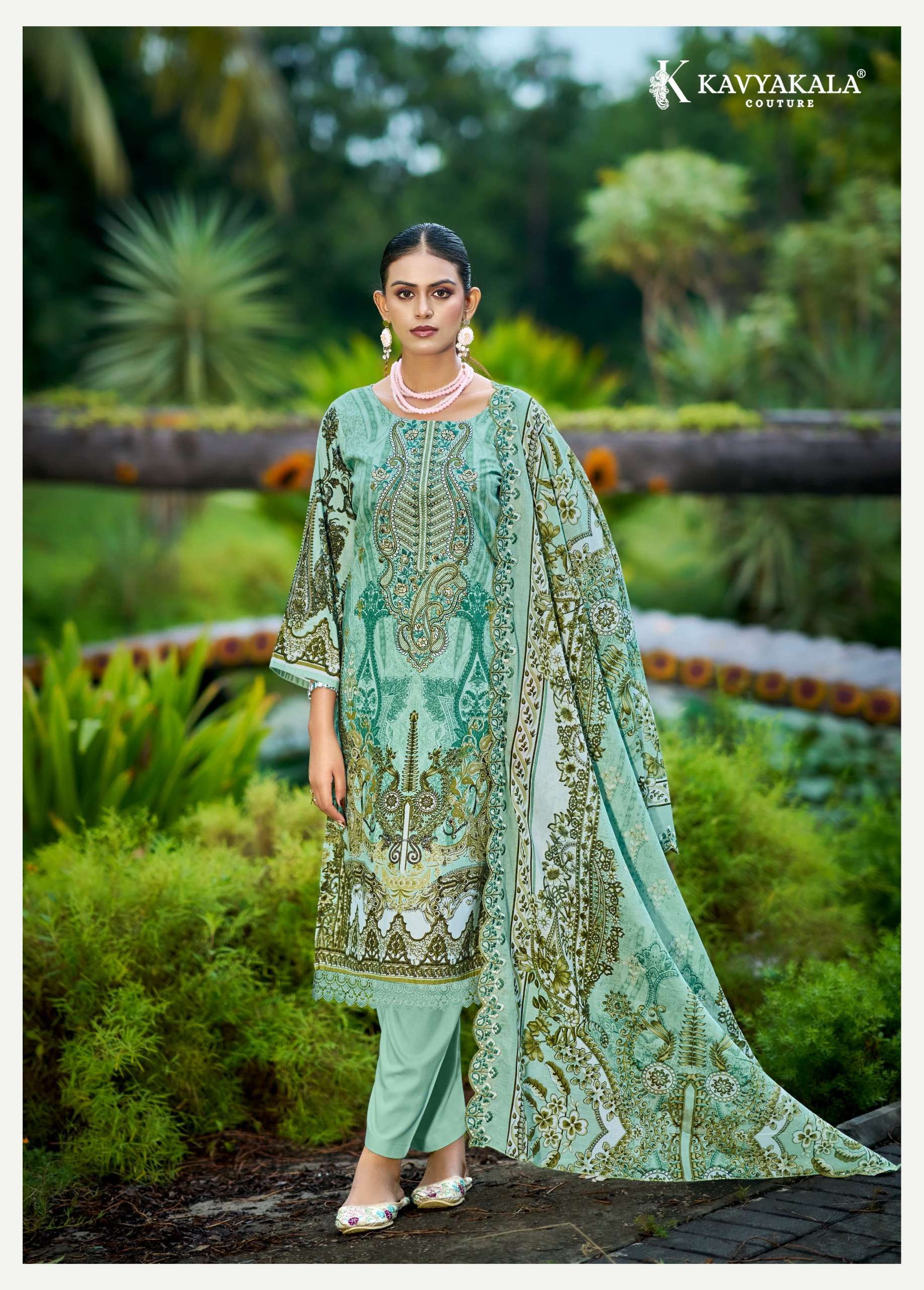 KAVYA KALA COUTURE ANARKALI VOL 28 LAWN COTTON DIGITAL PRINT WITH FANCY EMBROIDERY WORK SUIT