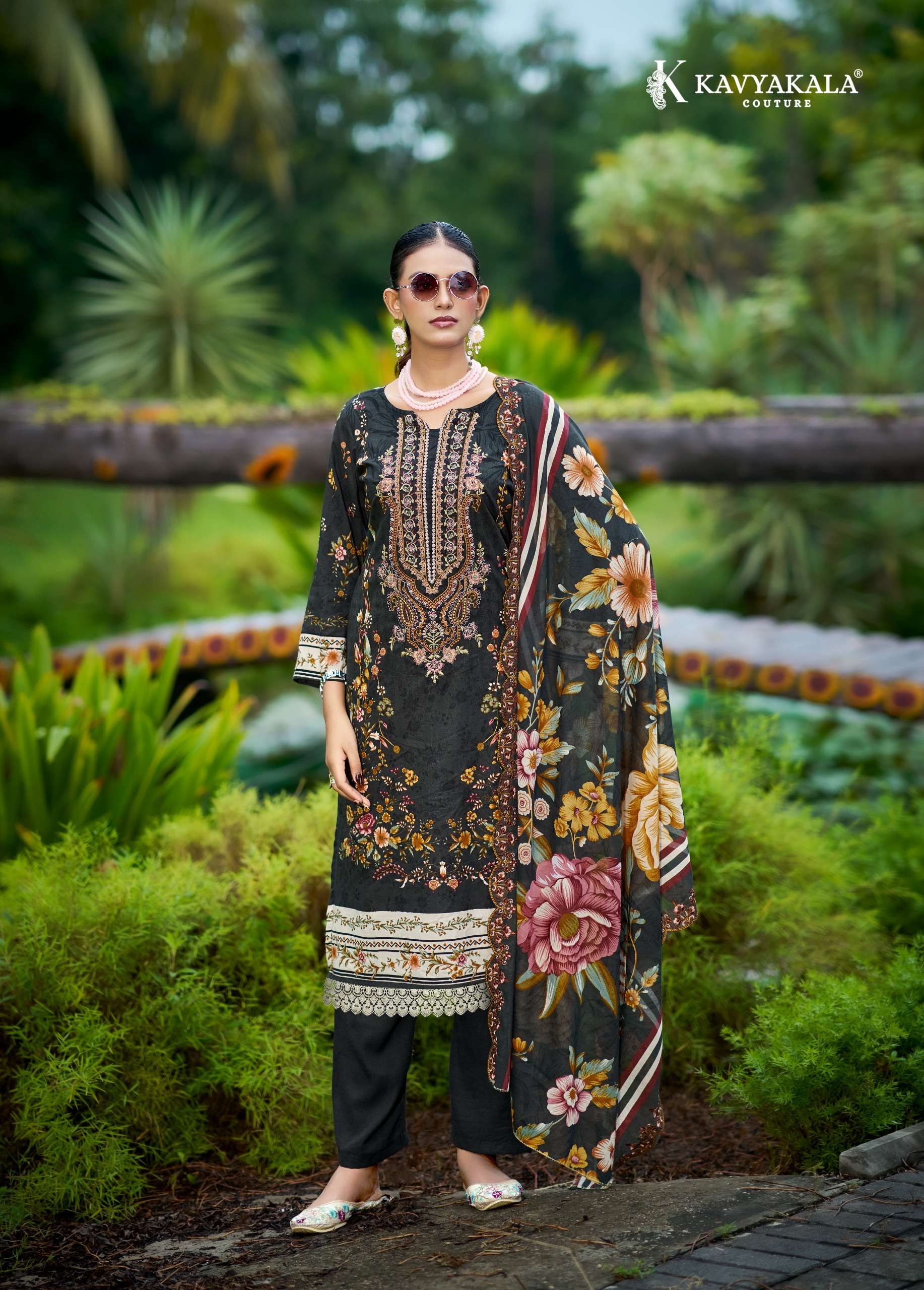 KAVYA KALA COUTURE ANARKALI VOL 28 LAWN COTTON DIGITAL PRINT WITH FANCY EMBROIDERY WORK SUIT