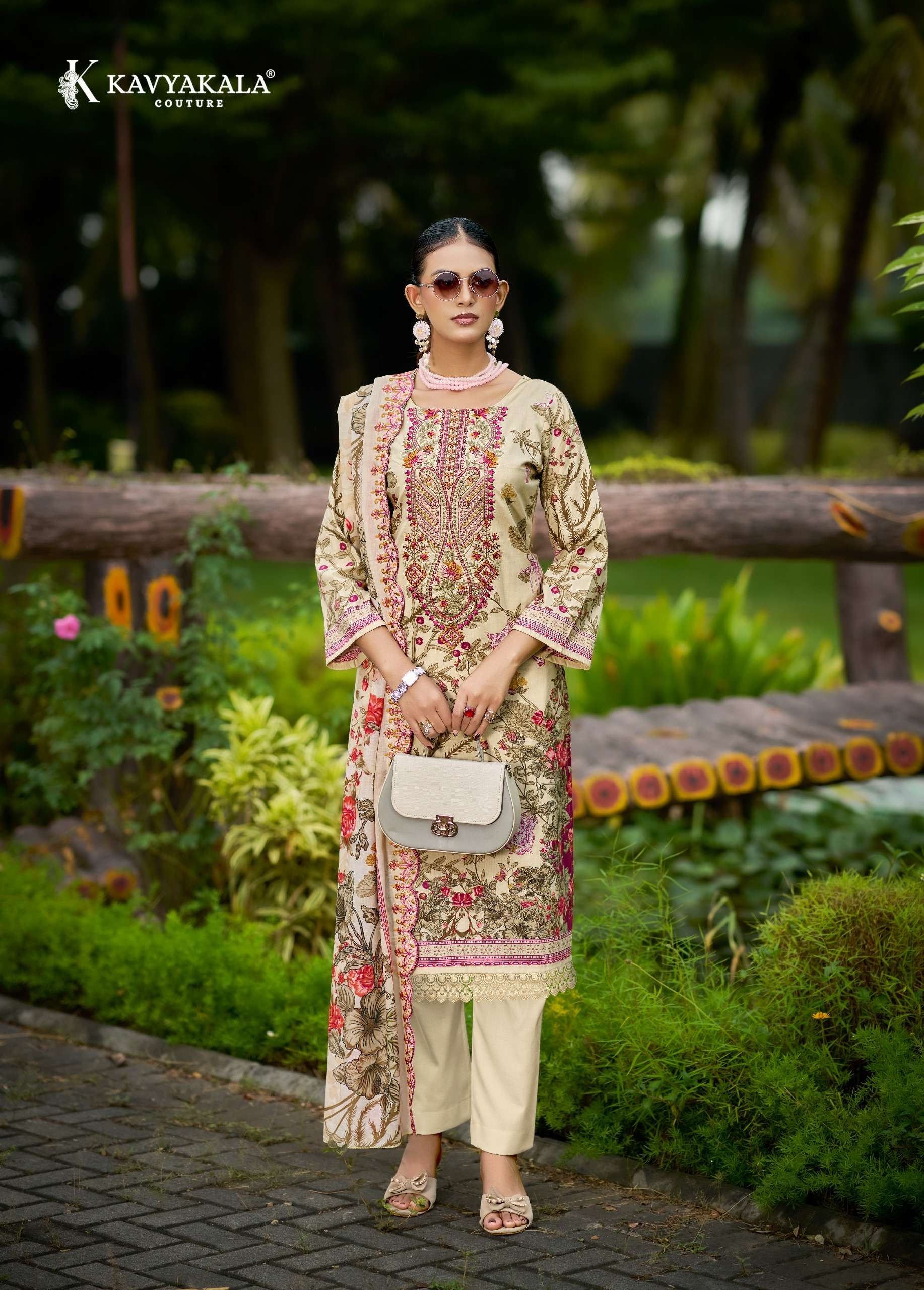 KAVYA KALA COUTURE ANARKALI VOL 28 LAWN COTTON DIGITAL PRINT WITH FANCY EMBROIDERY WORK SUIT