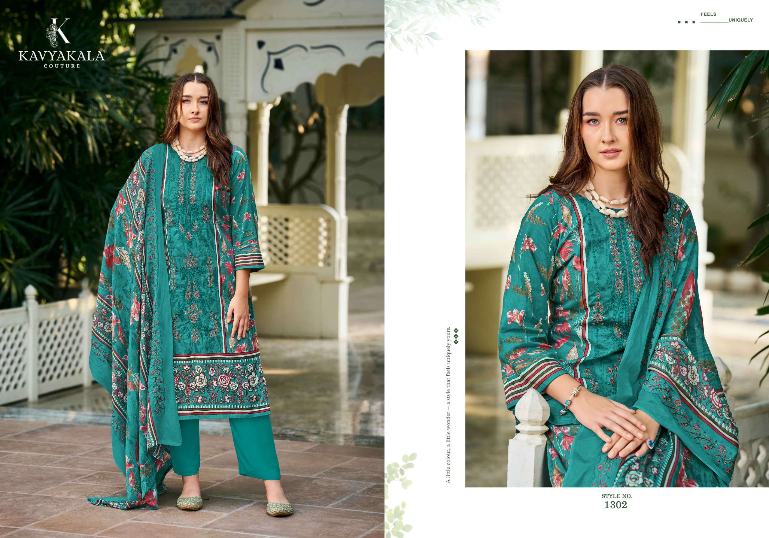KAVYA‎‎‎ KALA COUTURE BIN SAEED VOL 13 COTTON DIGITAL PRINT WITH FANCY WORK SUIT