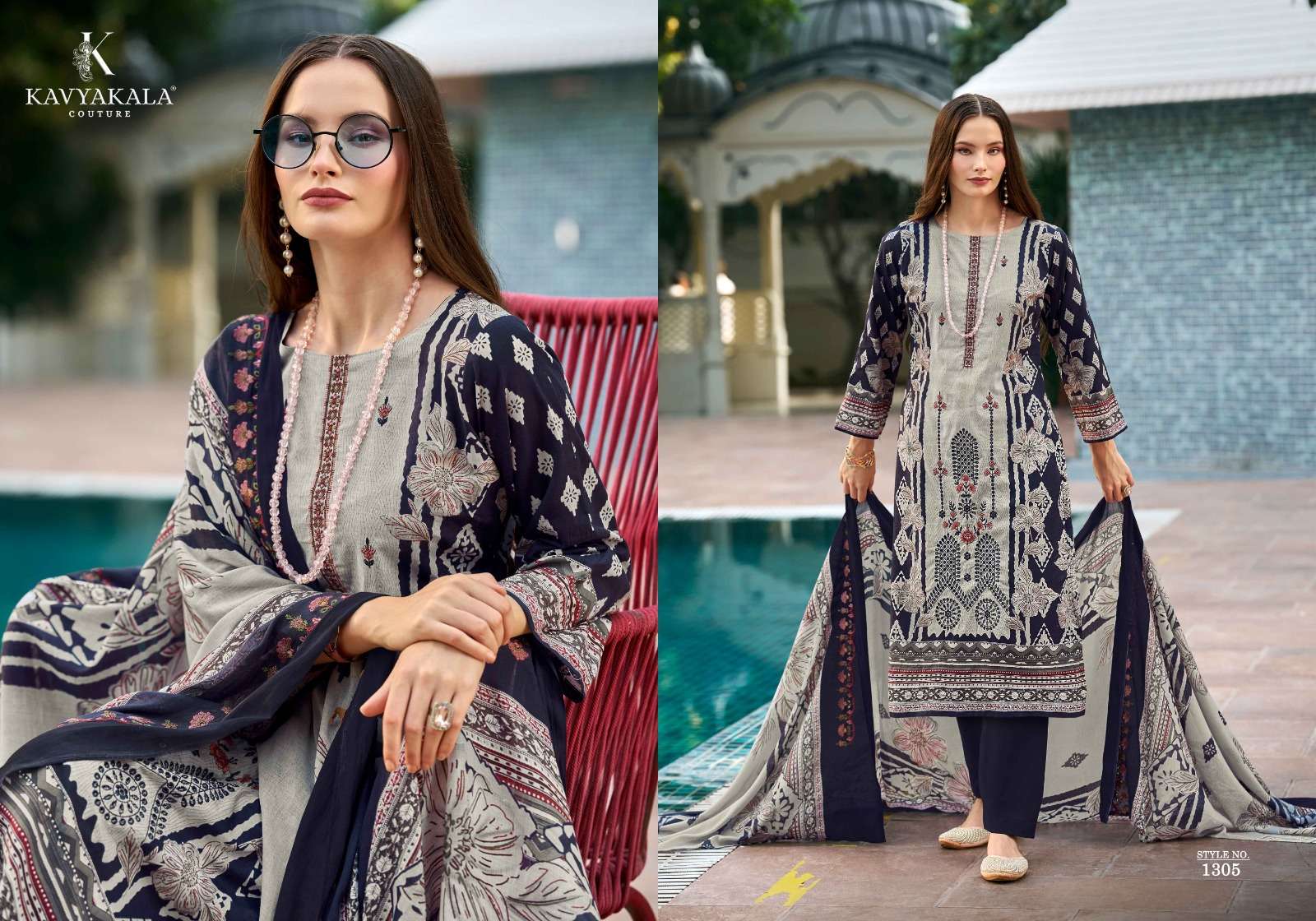 KAVYA‎‎‎ KALA COUTURE BIN SAEED VOL 13 COTTON DIGITAL PRINT WITH FANCY WORK SUIT