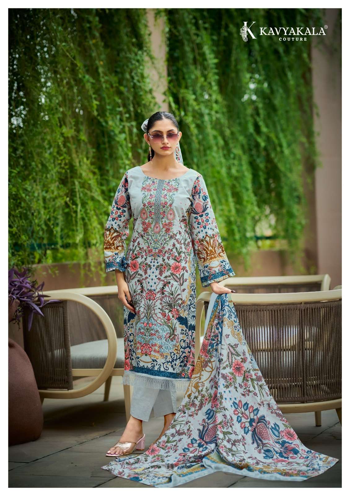KAVYA‎‎ KALA COUTURE RIHAANA VOL 17 LAWN COTTON WITH‎ EMBROIDERY WORK SUIT
