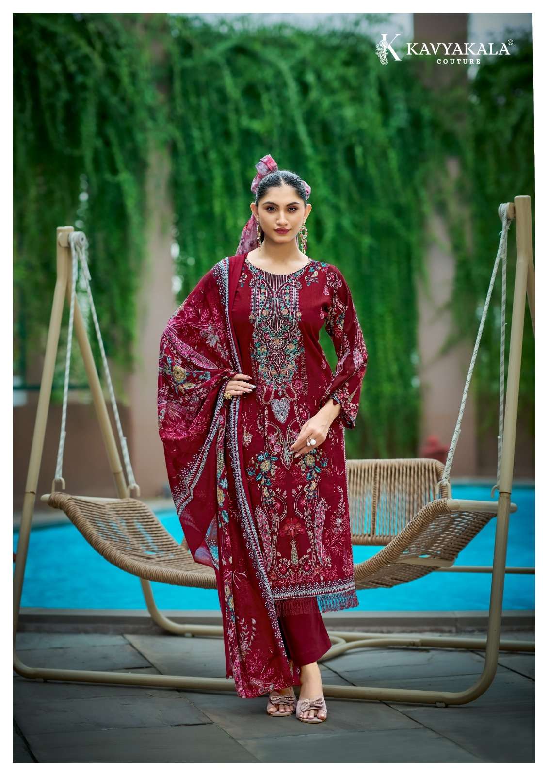 KAVYA‎‎ KALA COUTURE RIHAANA VOL 17 LAWN COTTON WITH‎ EMBROIDERY WORK SUIT