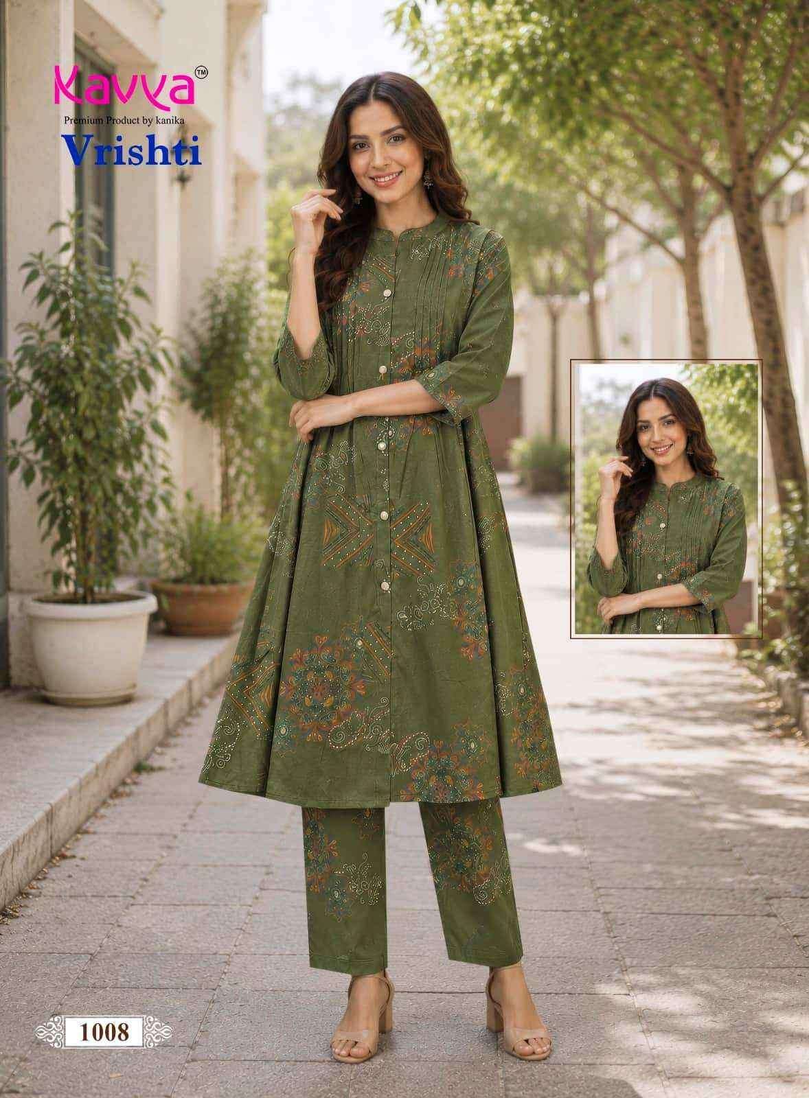 KAVYA VRISHTI VOL 1 COTTON PRINT FANCY A LINE STYLE KURTI WITH BOTTOM PAIR 