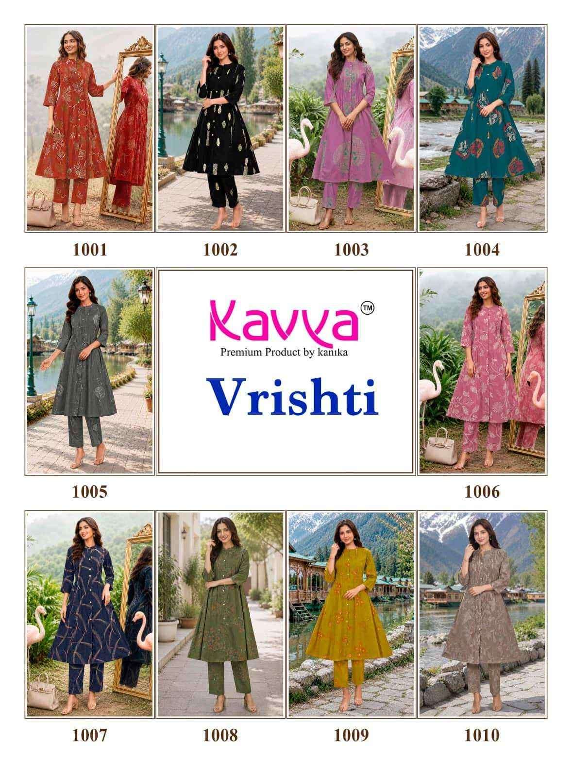 KAVYA VRISHTI VOL 1 COTTON PRINT FANCY A LINE STYLE KURTI WITH BOTTOM PAIR 
