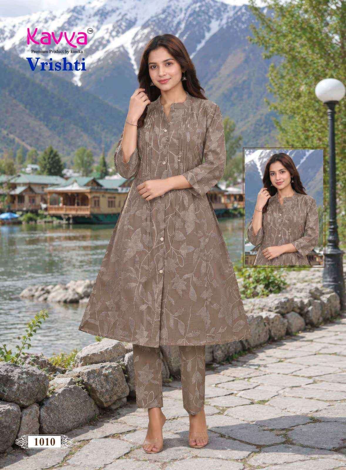 KAVYA VRISHTI VOL 1 COTTON PRINT FANCY A LINE STYLE KURTI WITH BOTTOM PAIR 