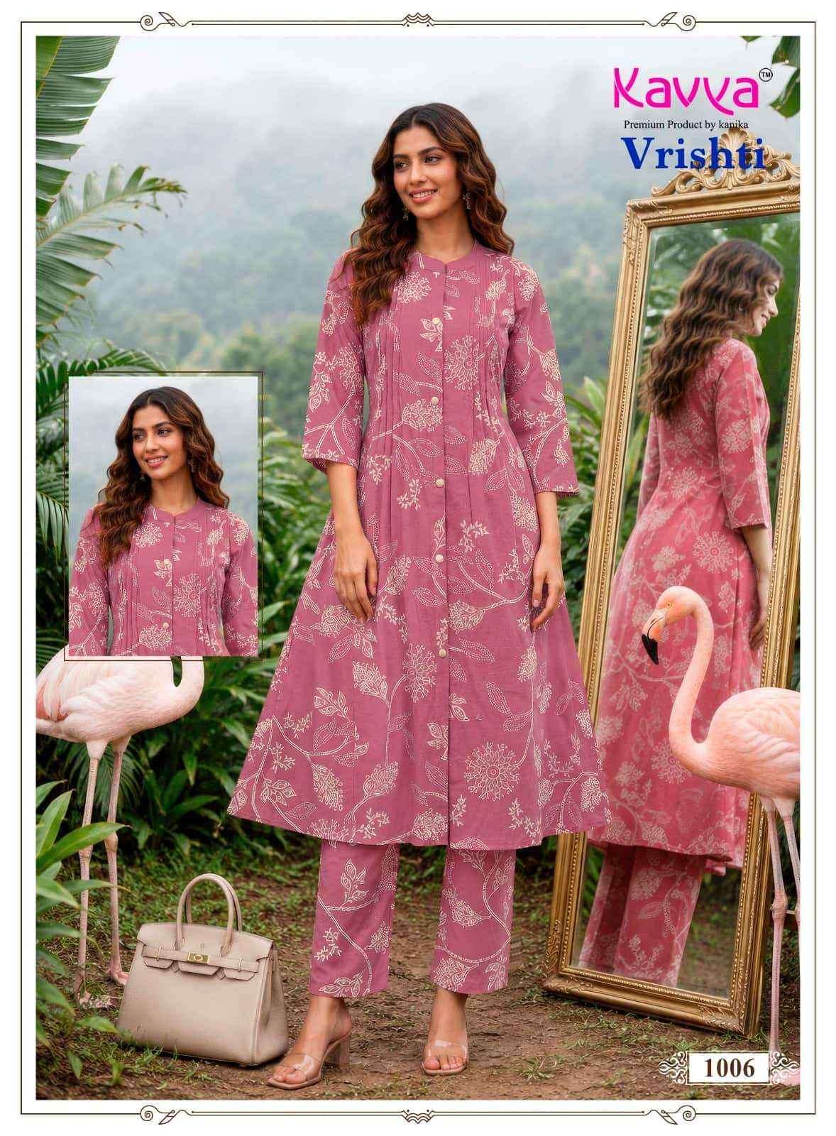 KAVYA VRISHTI VOL 1 COTTON PRINT FANCY A LINE STYLE KURTI WITH BOTTOM PAIR 