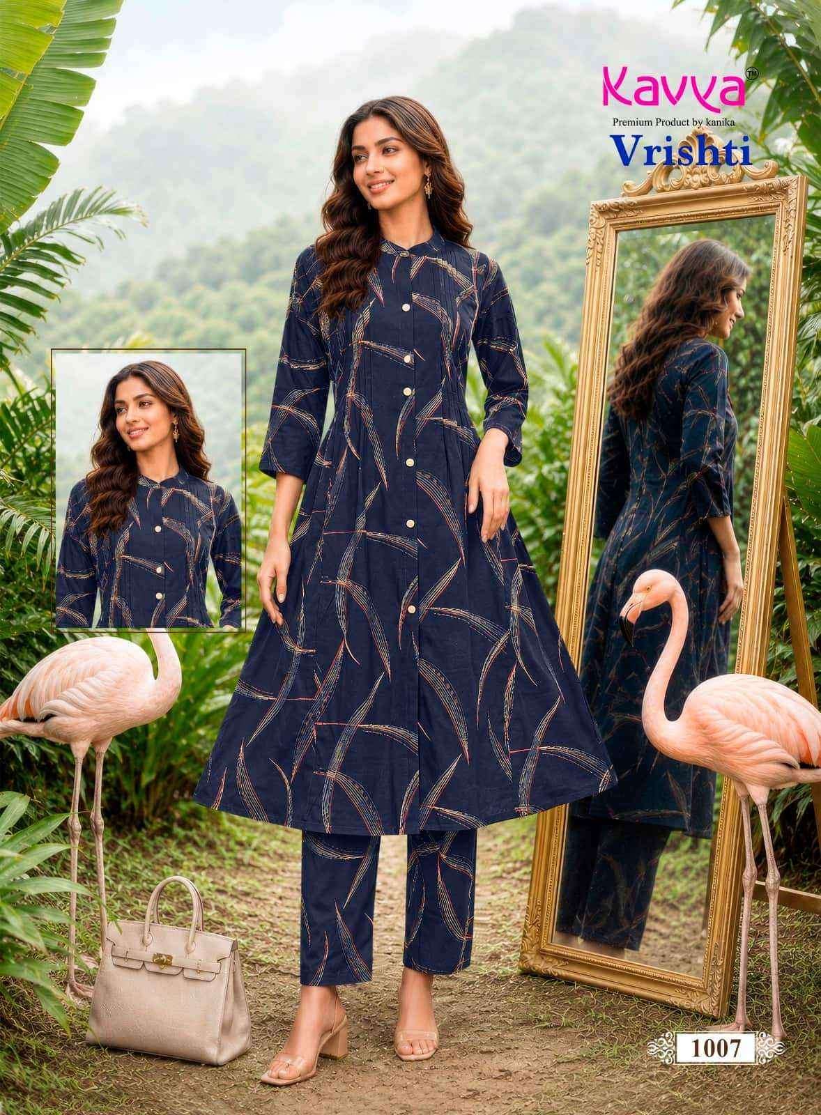 KAVYA VRISHTI VOL 1 COTTON PRINT FANCY A LINE STYLE KURTI WITH BOTTOM PAIR 