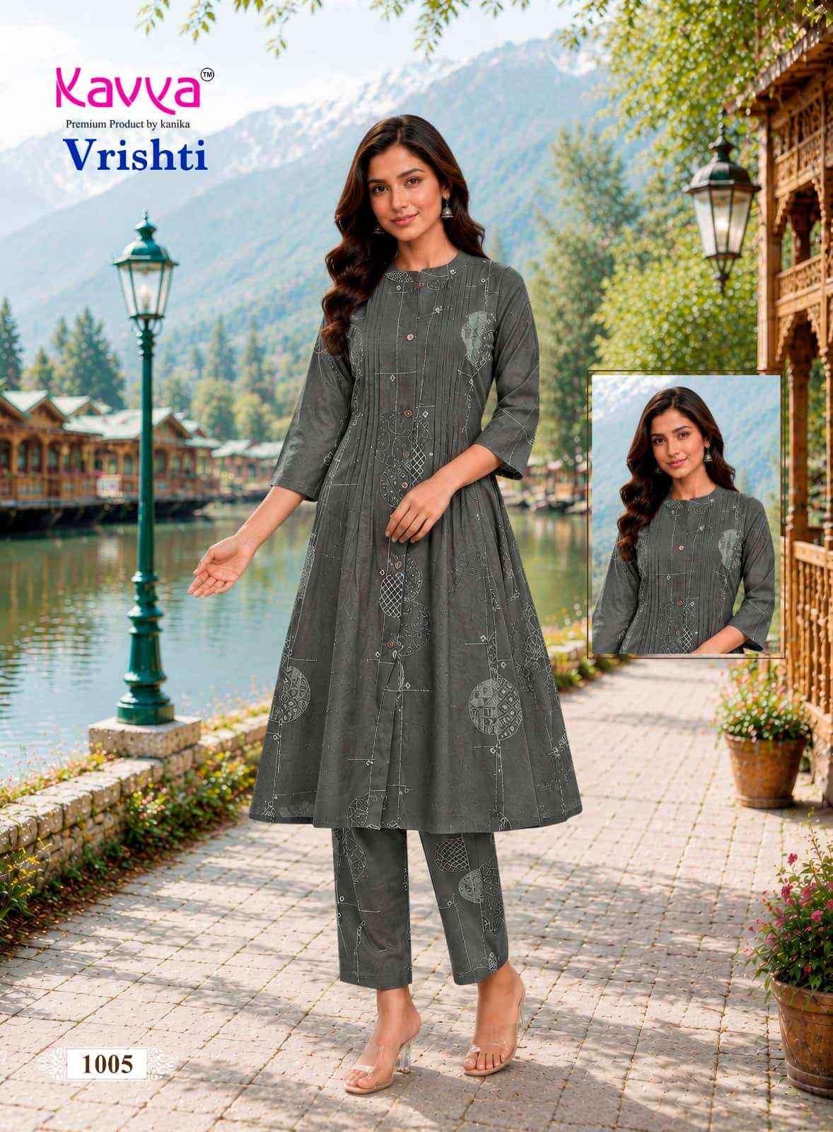 KAVYA VRISHTI VOL 1 COTTON PRINT FANCY A LINE STYLE KURTI WITH BOTTOM PAIR 