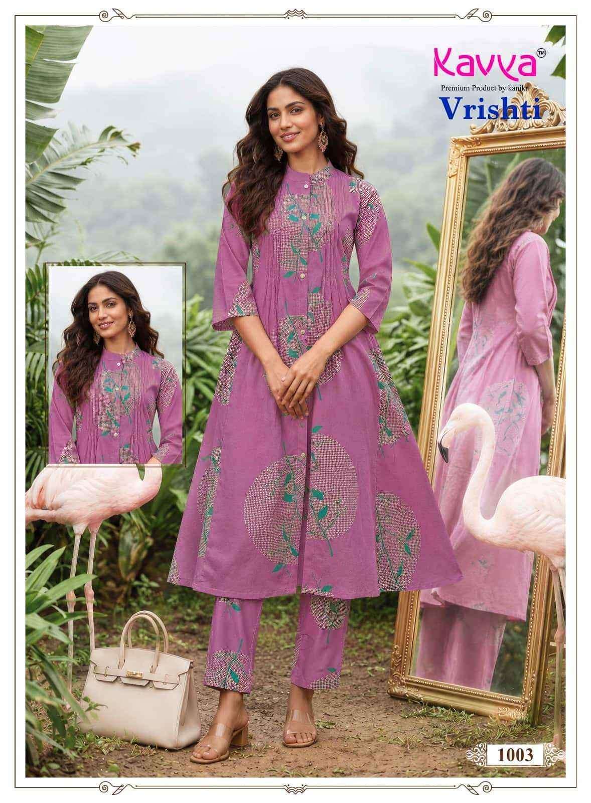 KAVYA VRISHTI VOL 1 COTTON PRINT FANCY A LINE STYLE KURTI WITH BOTTOM PAIR 